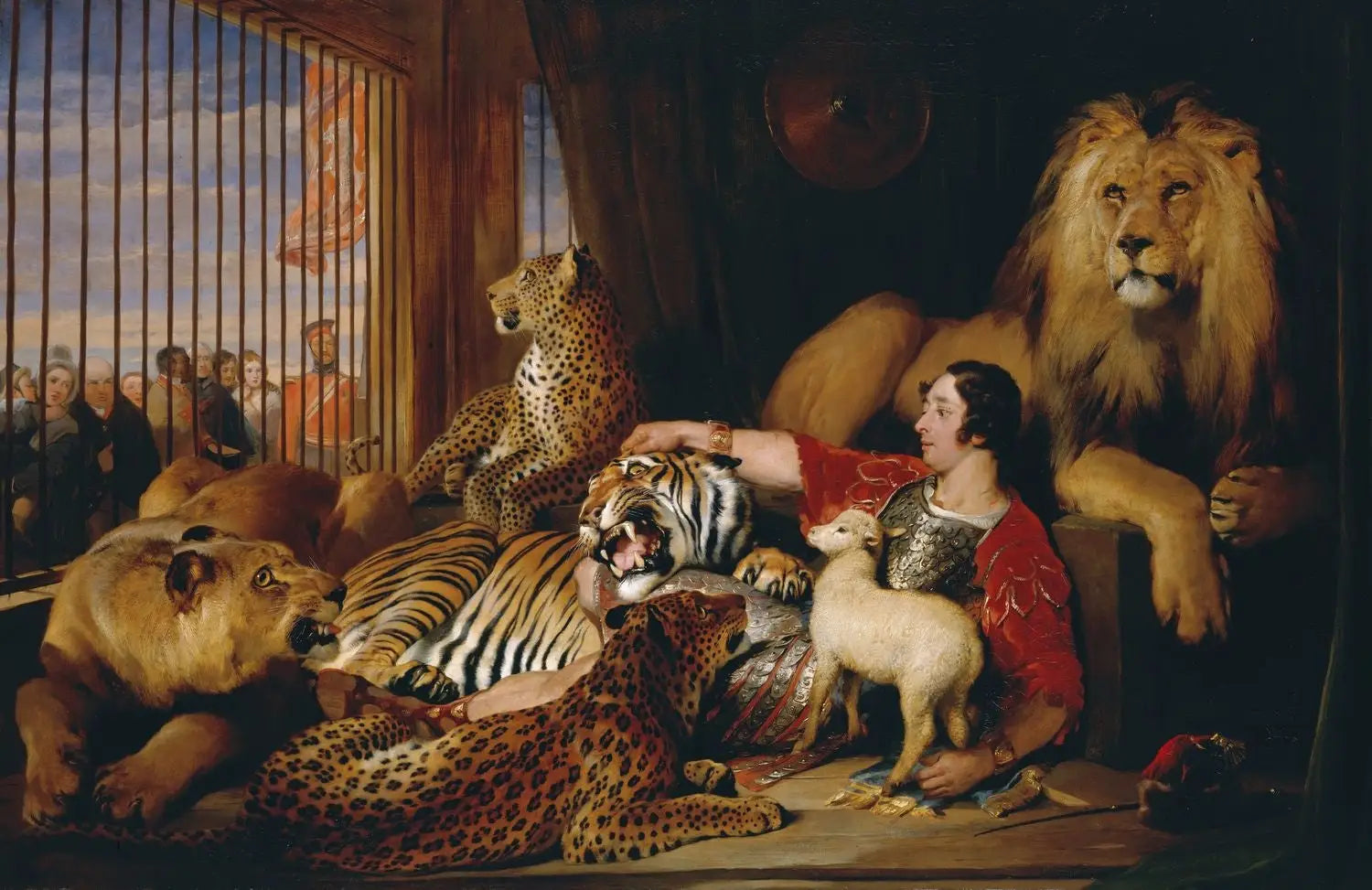 Isaac van Amburgh et ses animaux - Edwin Henry Landseer image 1 reproduction de peinture à l’huile