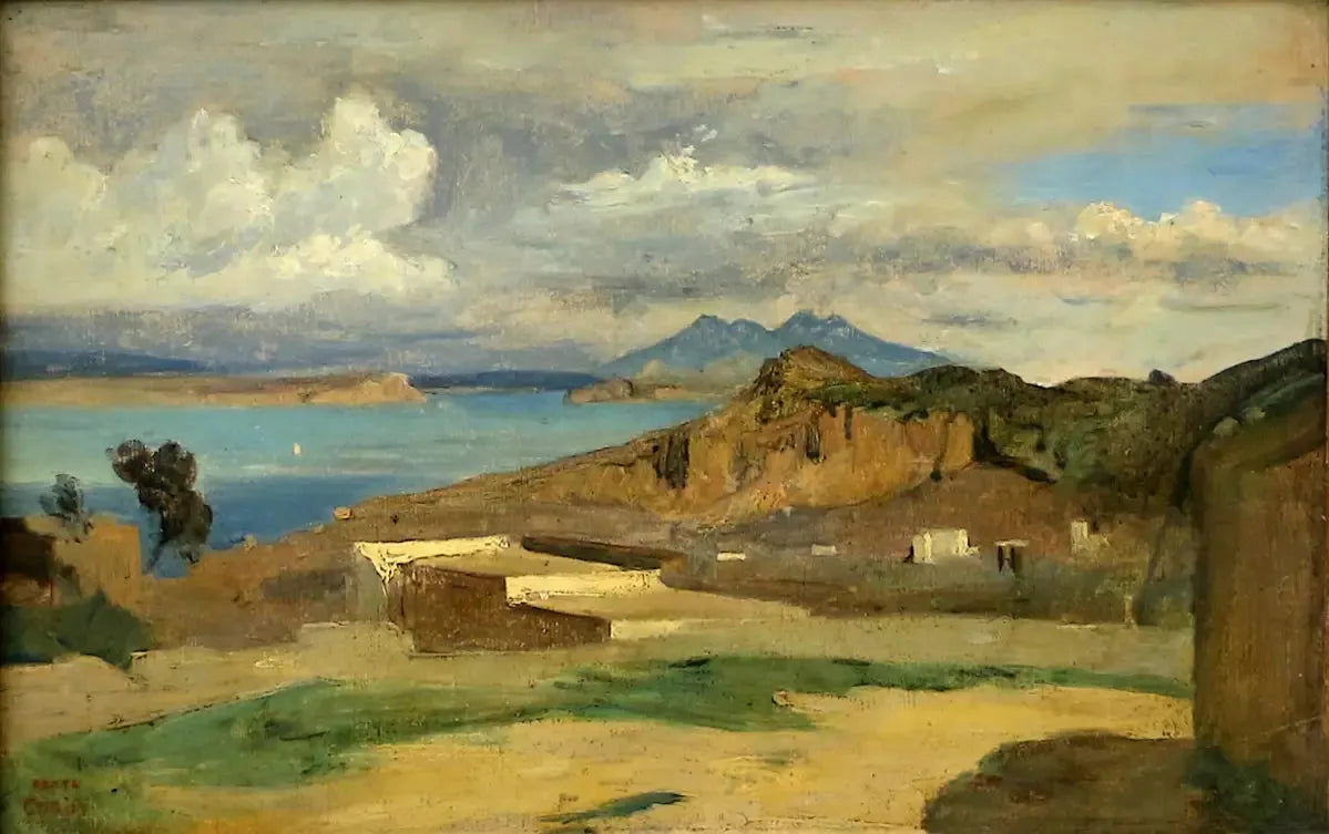 Ischia, vue prise des pentes du mont Epomeo - Jean-Baptiste Camille Corot image 1 copie de tableau peinte à la main