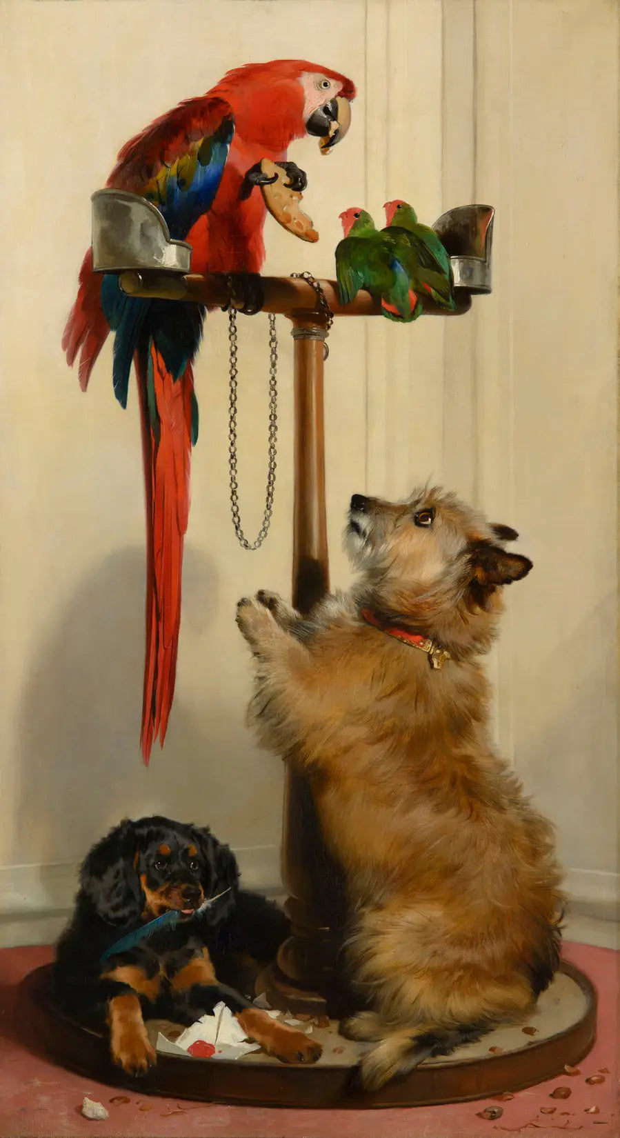 Islay, Tilco, un ara et deux inséparables - Edwin Henry Landseer image 1 copie peinte à la main à l’huile