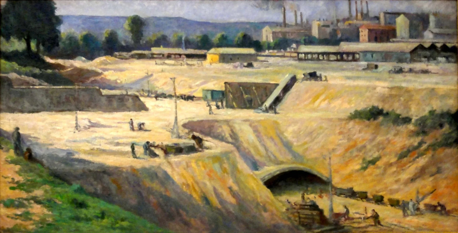 Issy-les-Moulineaux, chantier pour la construction du métro - Maximilien Luce image 1 copie de tableau peinte à la main