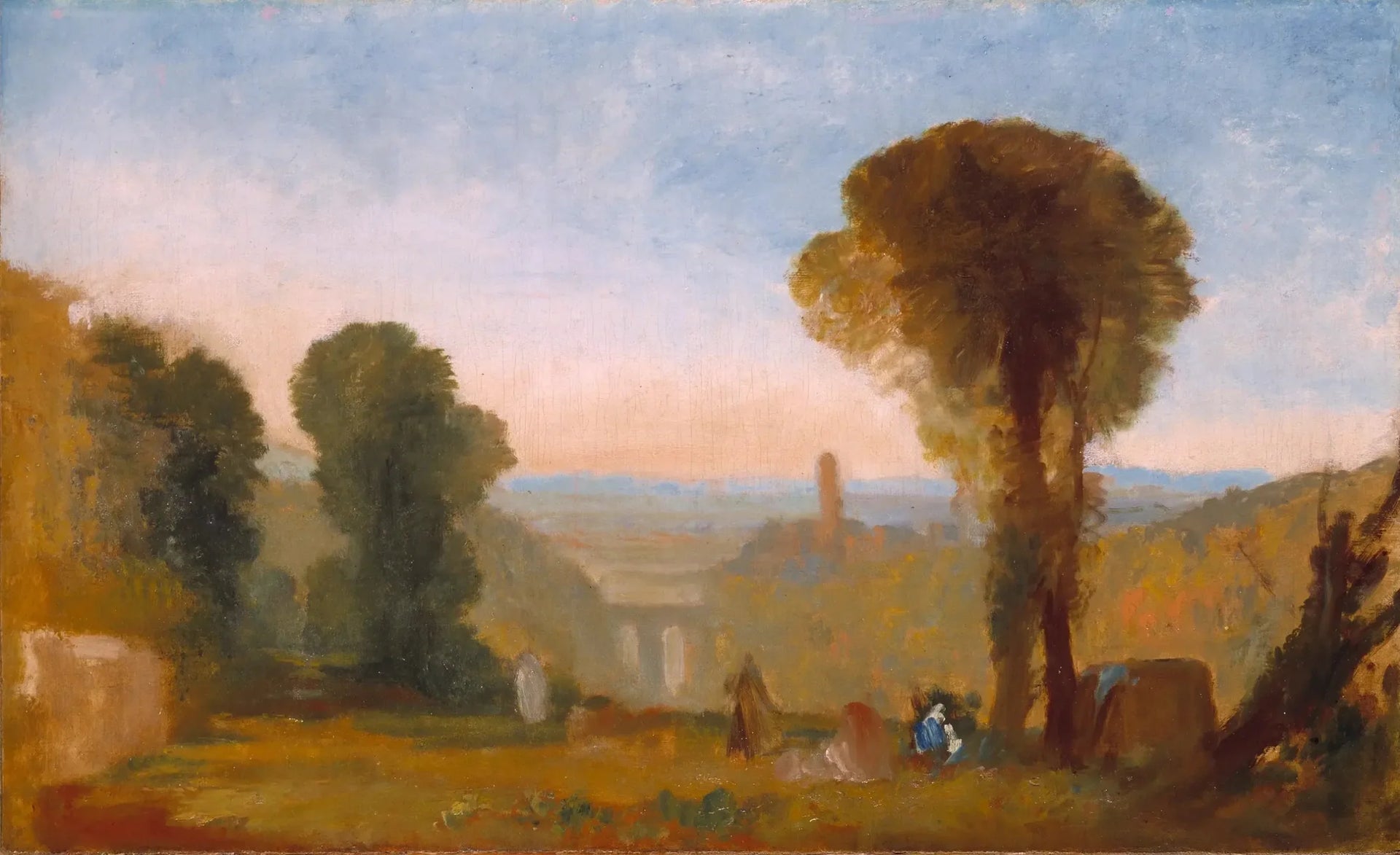 Italian Landscape with Bridge and Tower - J. M. W. Turner image 1 reproduction d’œuvre d’art à l’huile