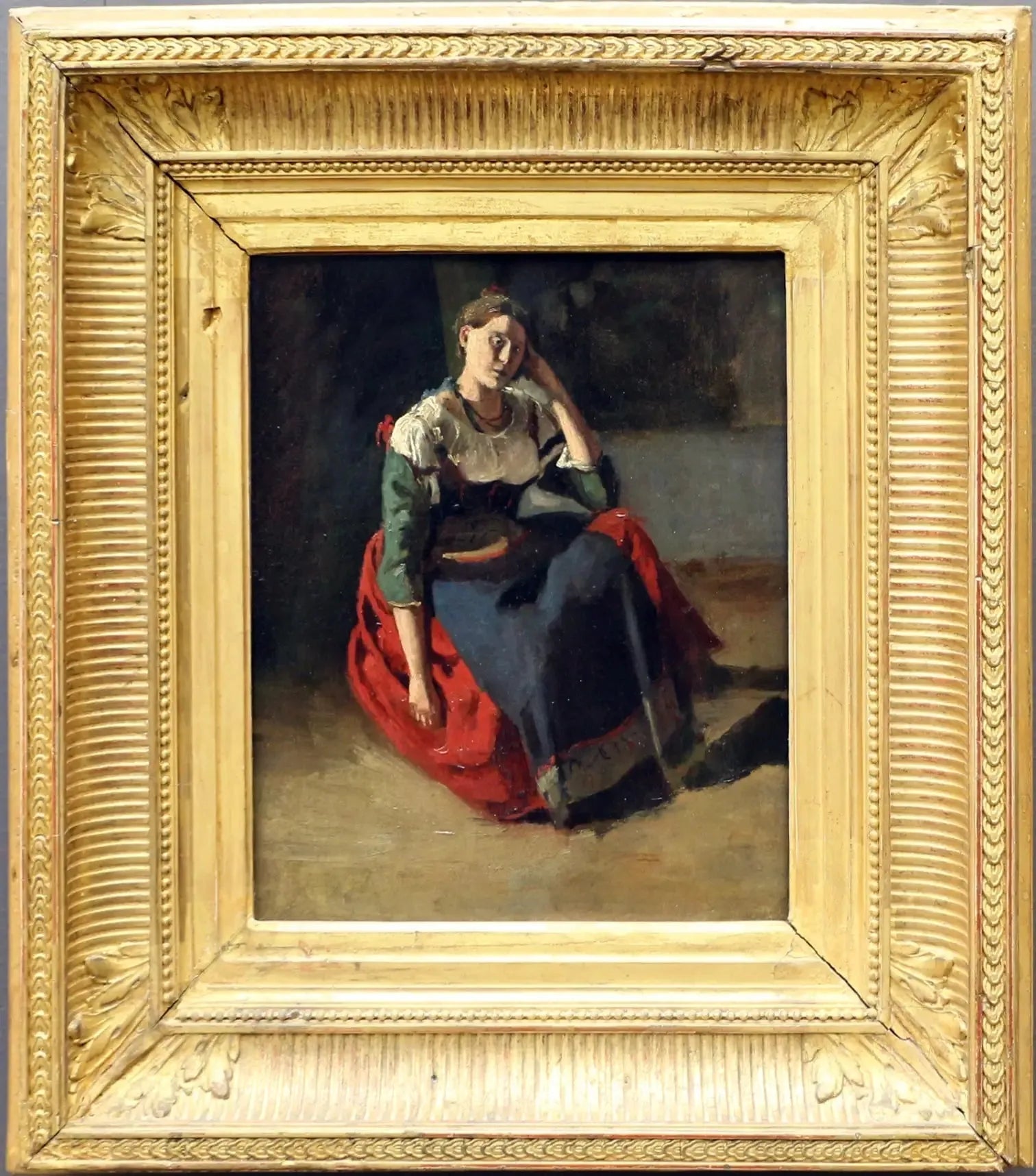 Italienne assise, accoudée sur son genou - Jean-Baptiste Camille Corot image 1 reproduction réalisée par Alpha Reproduction