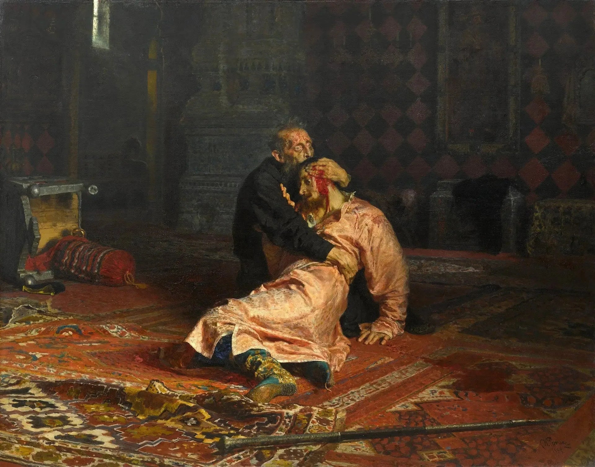Ivan le Terrible tue son fils - Ilya Repin image 1 copie de tableau peinte à la main