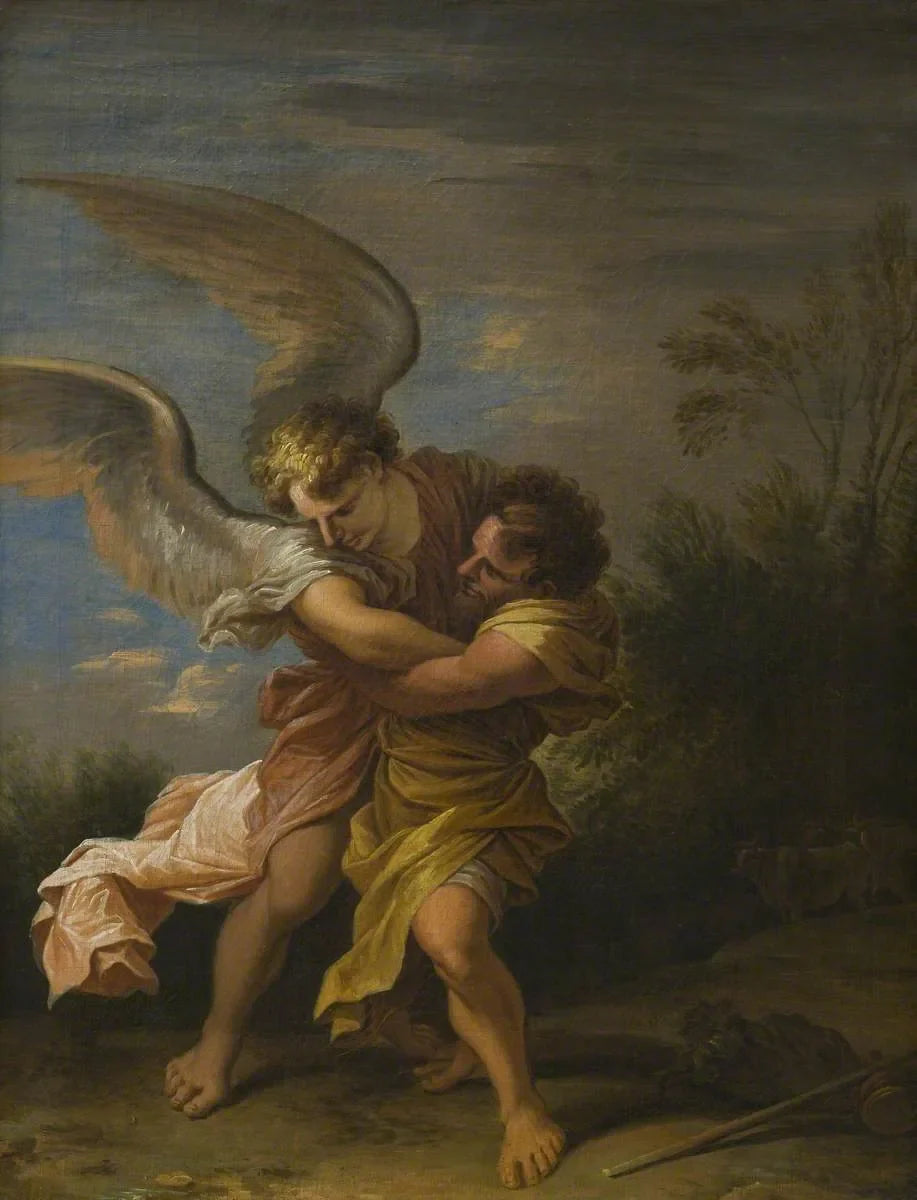 Jacob aux prises avec l'ange - Salvator Rosa image 1 reproduction de peinture à l’huile