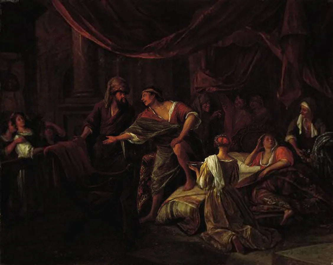 Jacob face à Laban - Jan Steen image 1 copie peinte à la main à l’huile