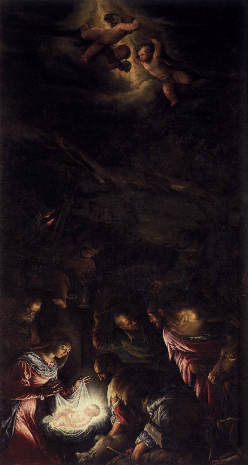 L’Adoration des bergers avec chien - Jacopo Bassano