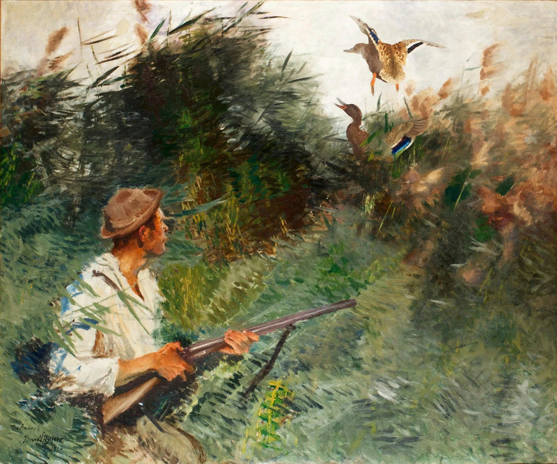 Jägare och gräsänder - Bruno Liljefors