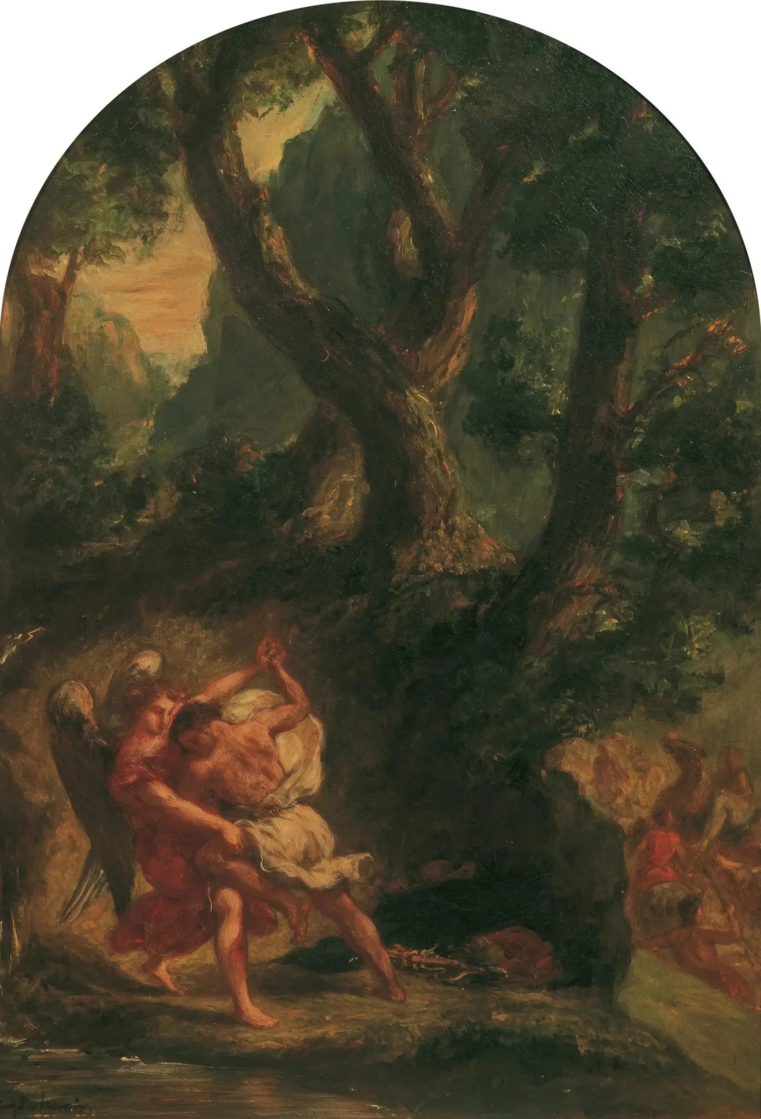 Jakob ringt mit dem Engel - Eugène Delacroix image 1 copie peinte à la main à l’huile