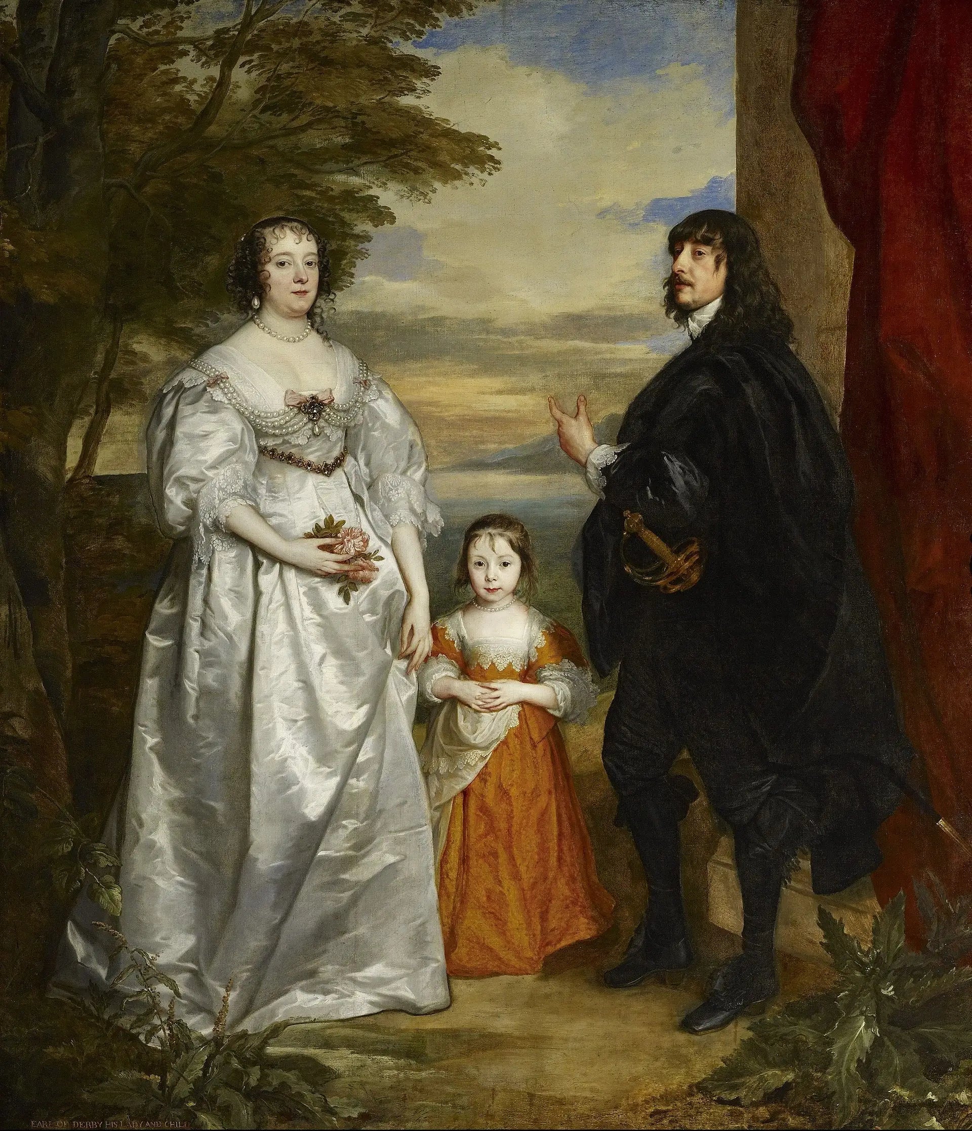 James, septième comte de Derby, sa dame et son enfant - Antoine van Dyck image 1 copie de tableau peinte à la main