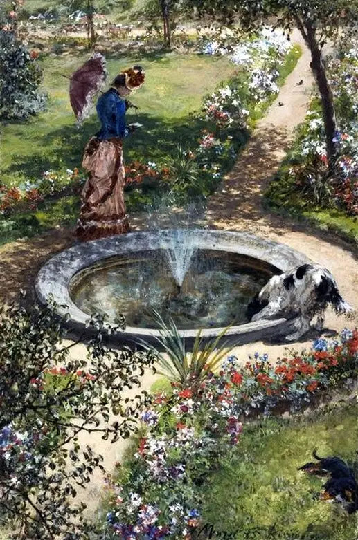 Jardin à Kissingen. - Adolph von Menzel image 1 tableau peint à l’huile sur toile