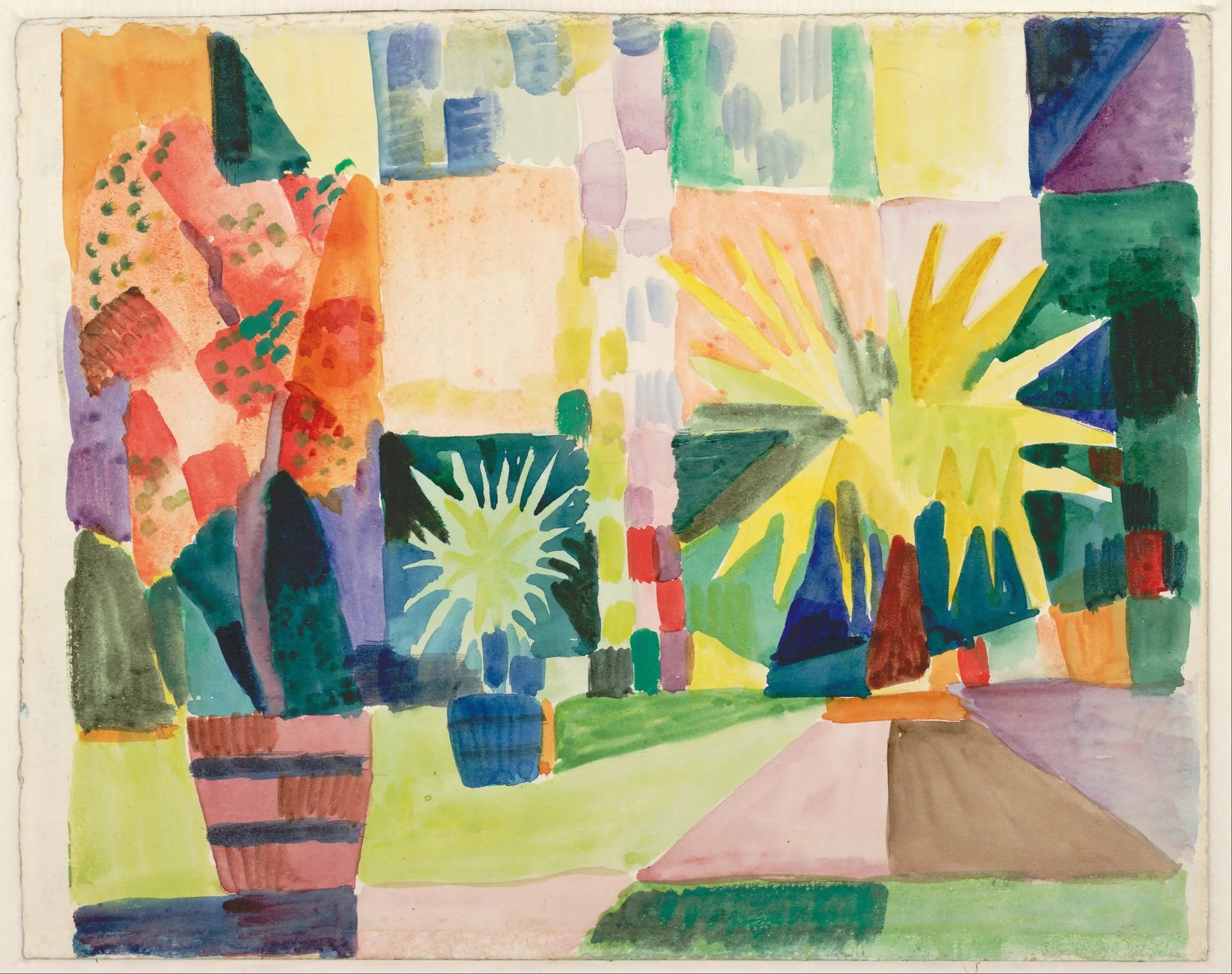 Jardin au bord du lac de Thoune - August Macke image 1 reproduction artisanale de tableau