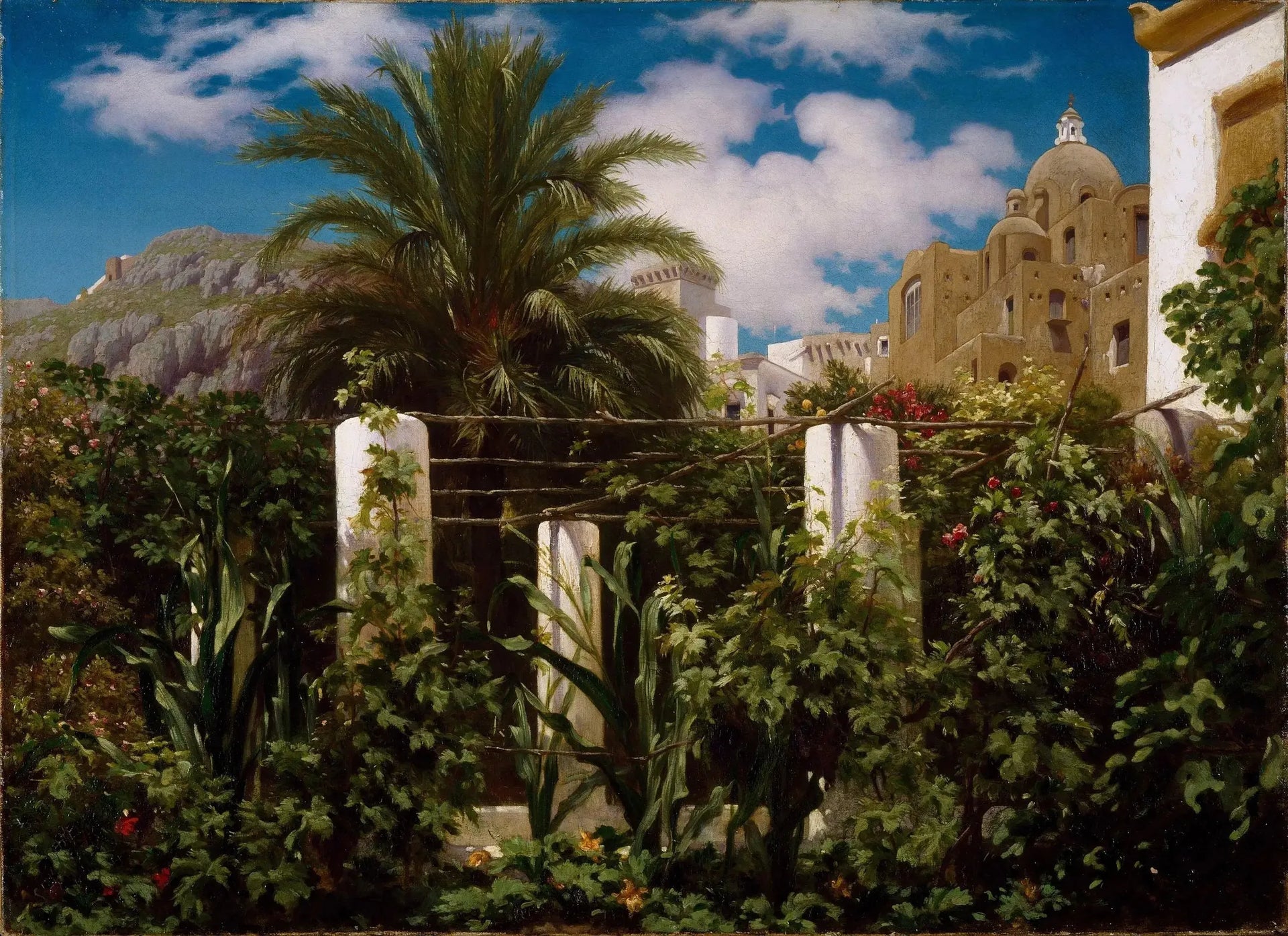 Jardin dans une auberge, Capri - Frederic Leighton image 1 tableau peint à l’huile sur toile