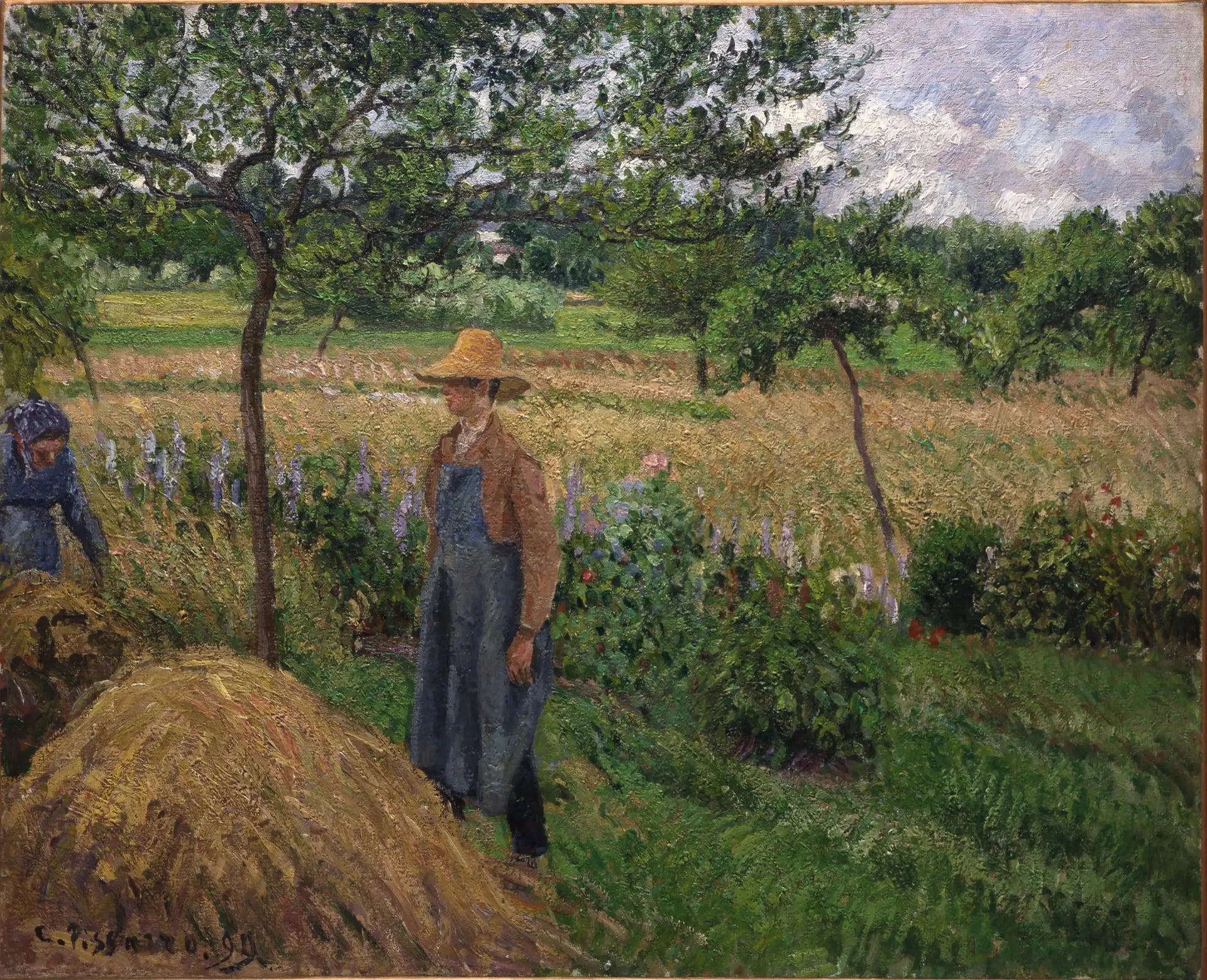 Jardinier devant une meule, temps gris, Éragny - Camille Pissarro image 1 reproduction artisanale de tableau