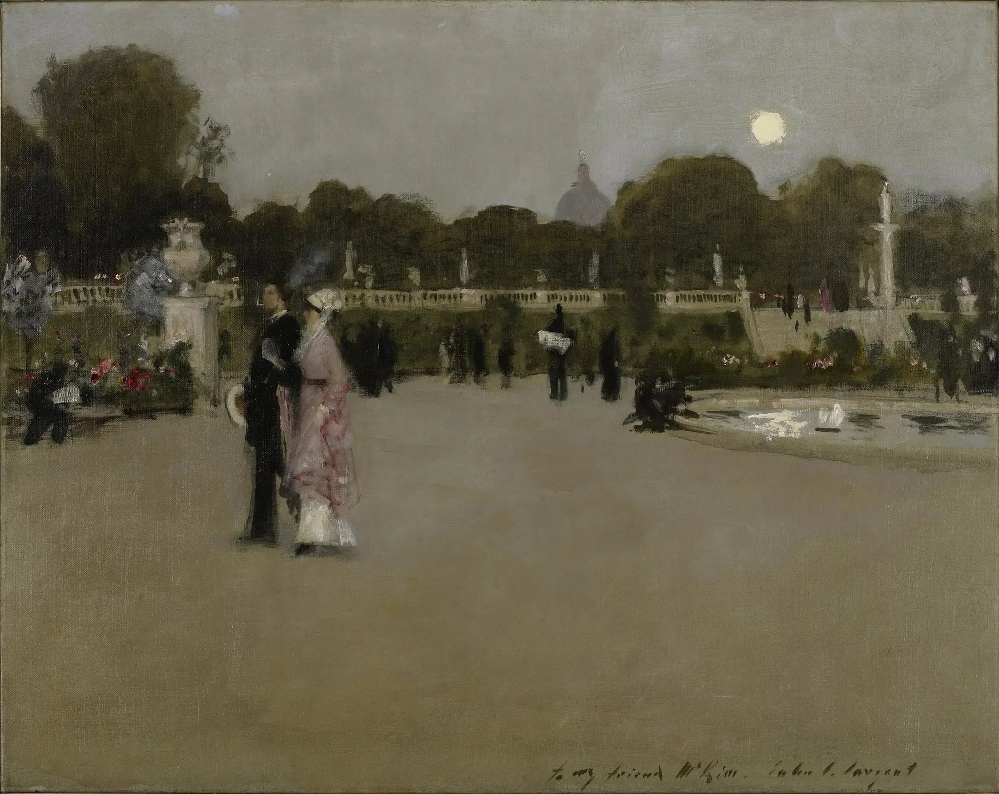 Jardins du Luxembourg au crépuscule - John Singer Sargent image 1 tableau peint à l’huile sur toile