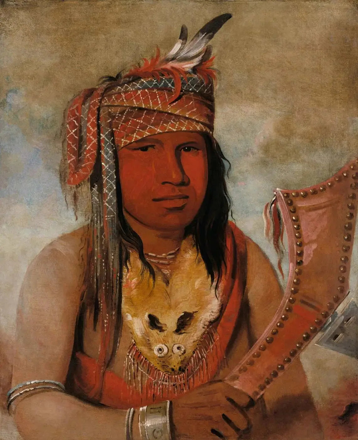Je-suis-quelque-chose-dick, Caribou mâle, un brave - George Catlin image 1 tableau peint à l’huile sur toile