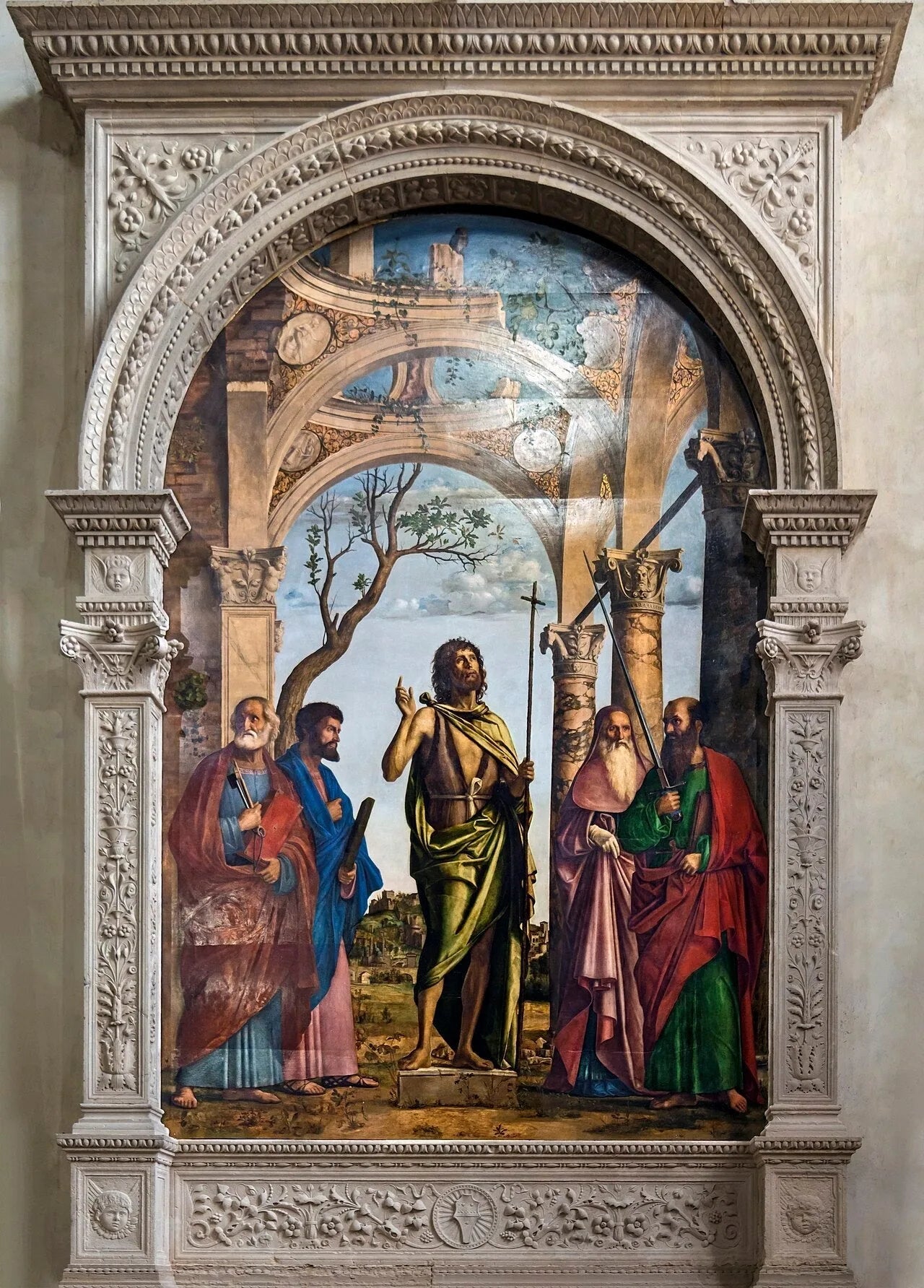 Jean-Baptiste parmi les saints Pierre, Marc, Jérôme et Paul - Cima da Conegliano image 1 copie de tableau peinte à la main