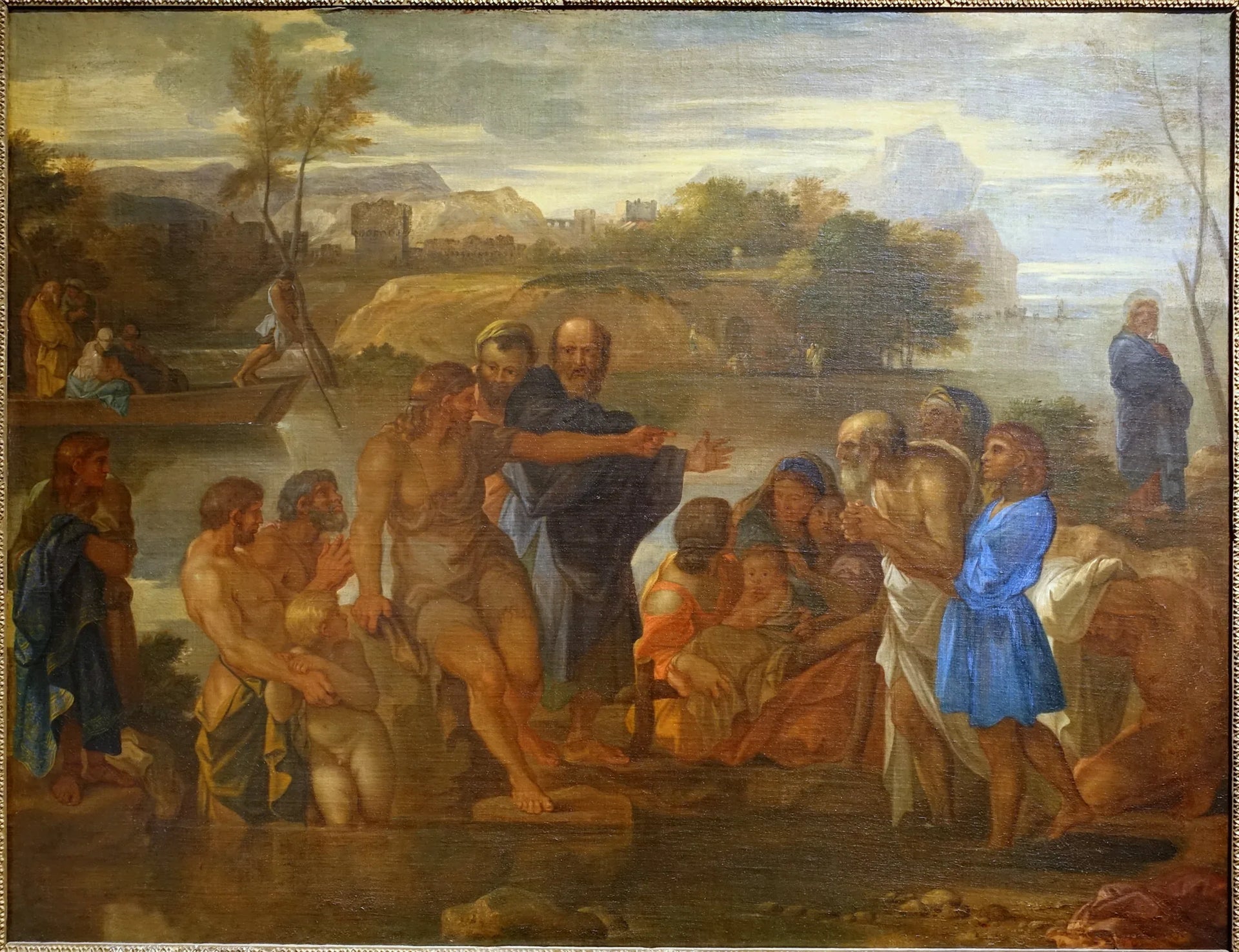 Jean-Baptiste prêchant sur la mer de Tibériade - Sébastien Bourdon image 1 copie peinte à la main à l’huile