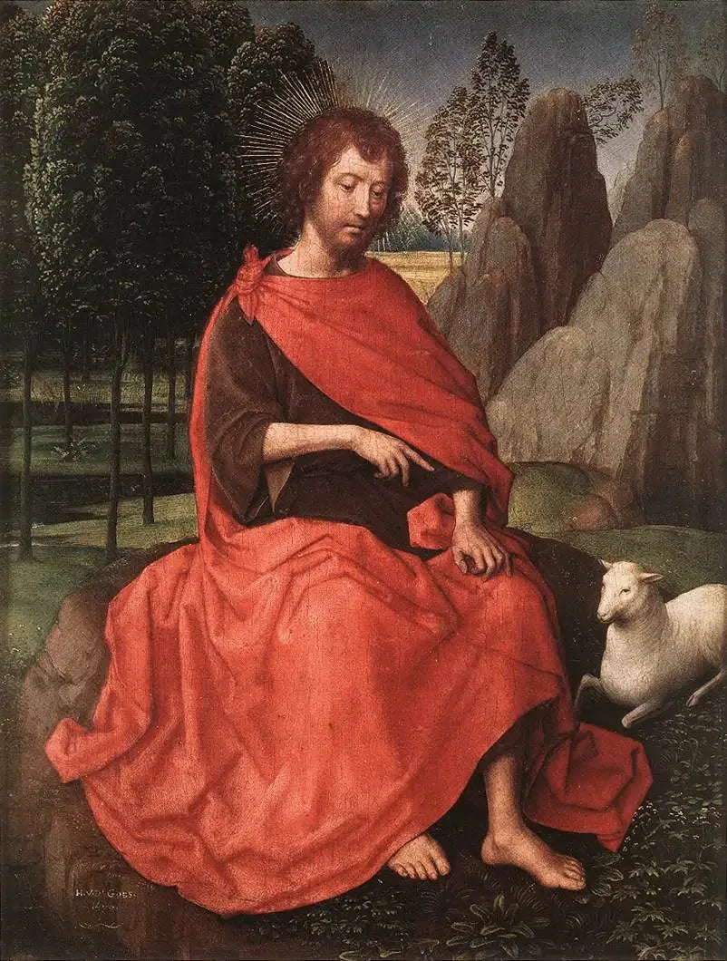 Jean de Baptiste (recto) ; un crâne (verso) - Hans Memling image 1 copie peinte à la main à l’huile
