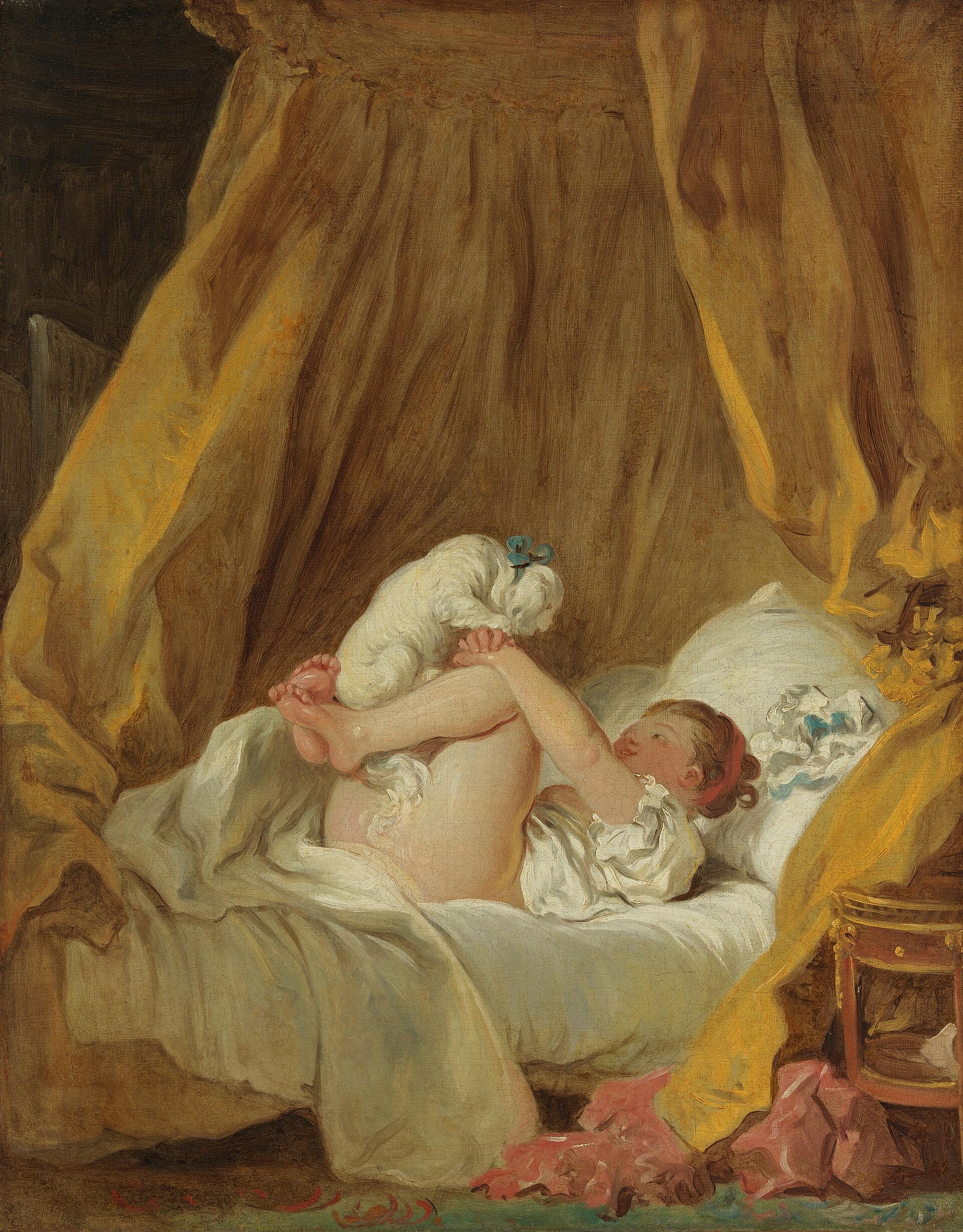 Jeune fille avec un chien - Jean-Honoré Fragonard