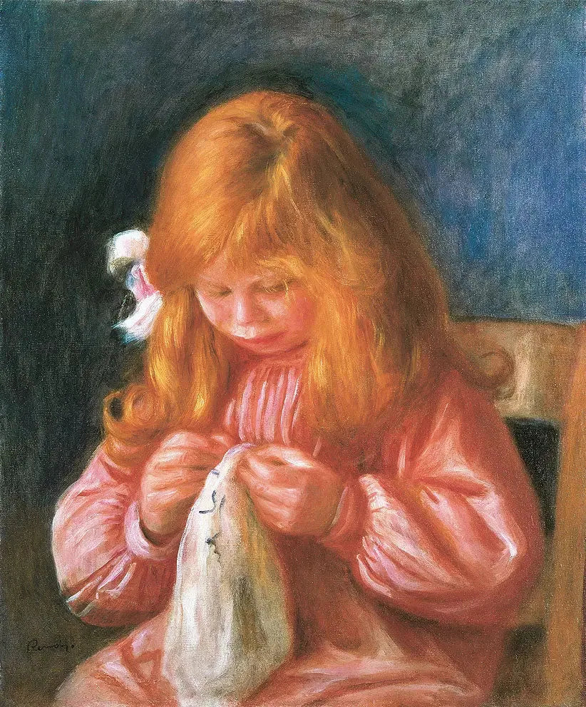Jean Renoir cousant - Pierre-Auguste Renoir image 1 reproduction artisanale de tableau