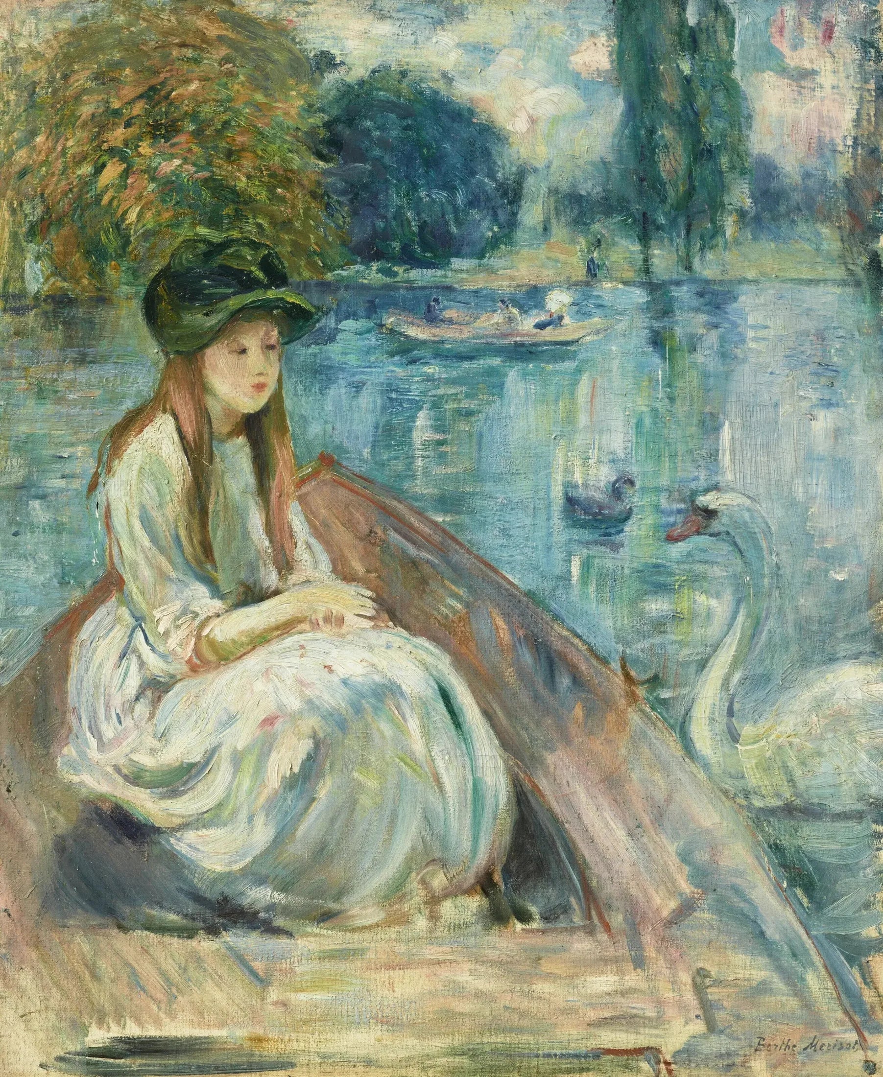 Jeanne Fourmanoir sur le lac - Berthe Morisot image 1 copie peinte à la main à l’huile