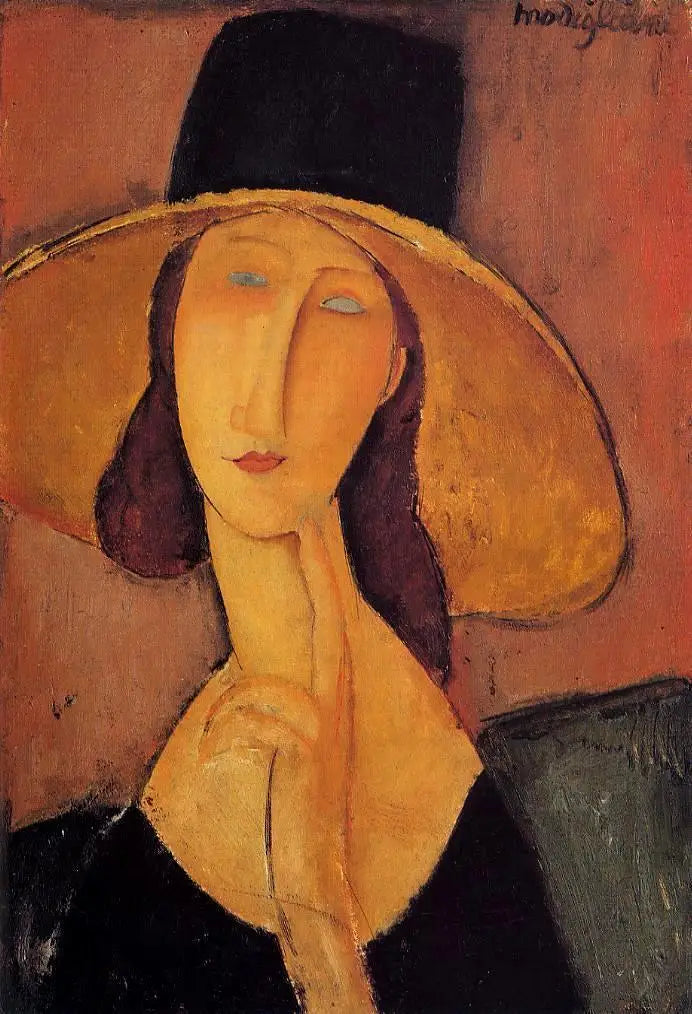Jeanne Hébuterne au grand chapeau - Amedeo Modigliani image 1 reproduction de peinture à l’huile