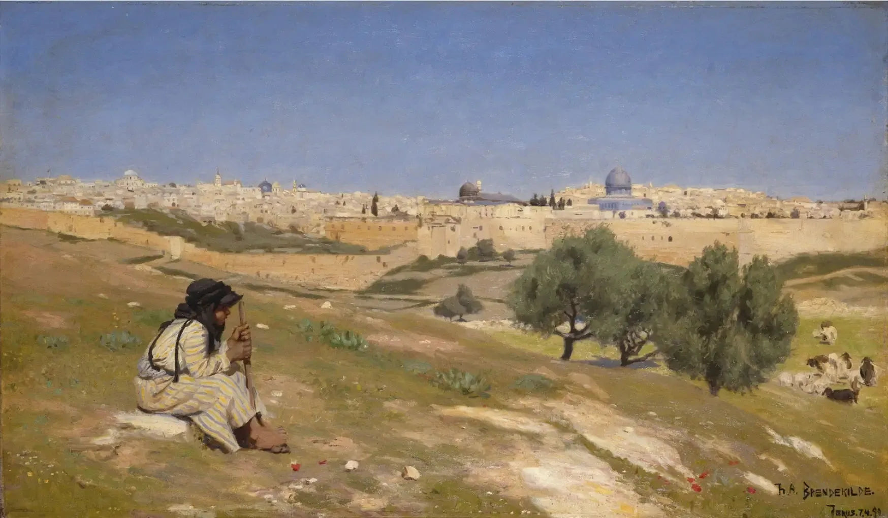 Jérusalem vue du sud-est - H. A. Brendekilde image 1 tableau peint à l’huile sur toile