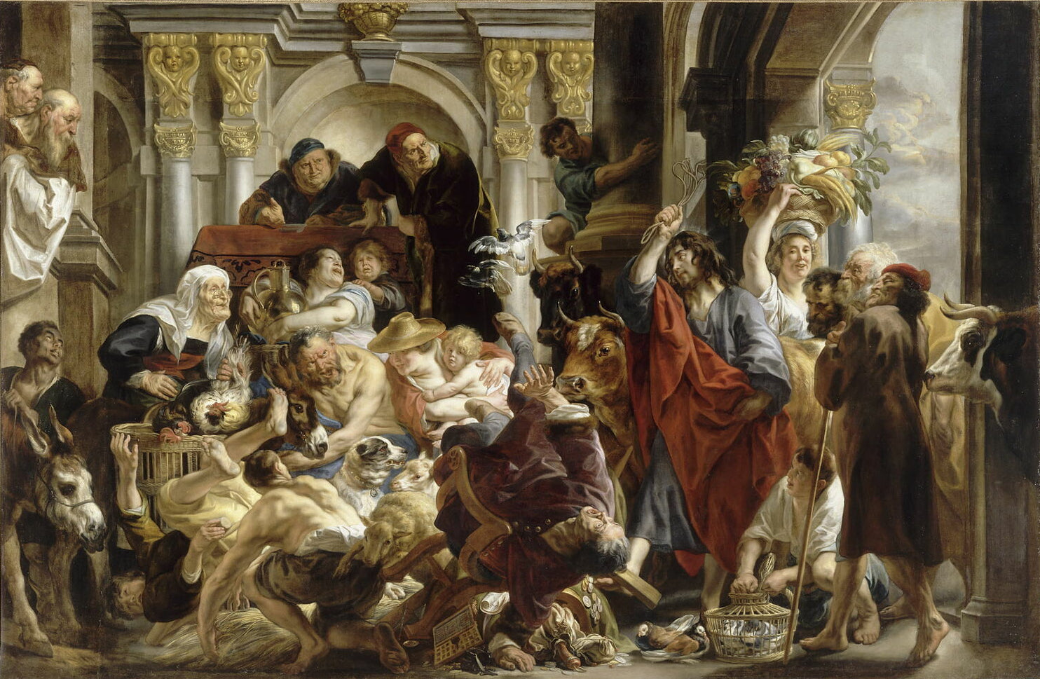 Jésus chassant les marchands du Temple - Jacob Jordaens image 1 reproduction de peinture à l’huile