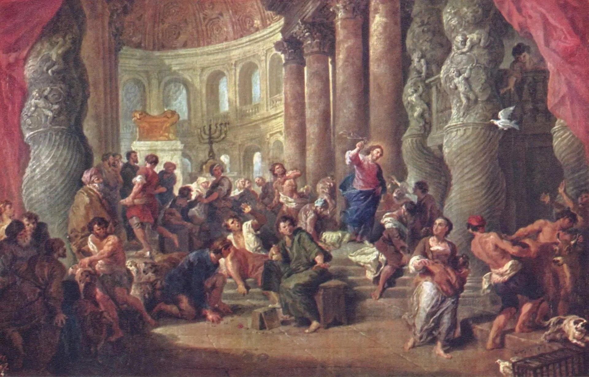 Jésus Christ chasse les marchands du Temple - Giovanni Paolo Panini image 1 tableau peint à l’huile sur toile