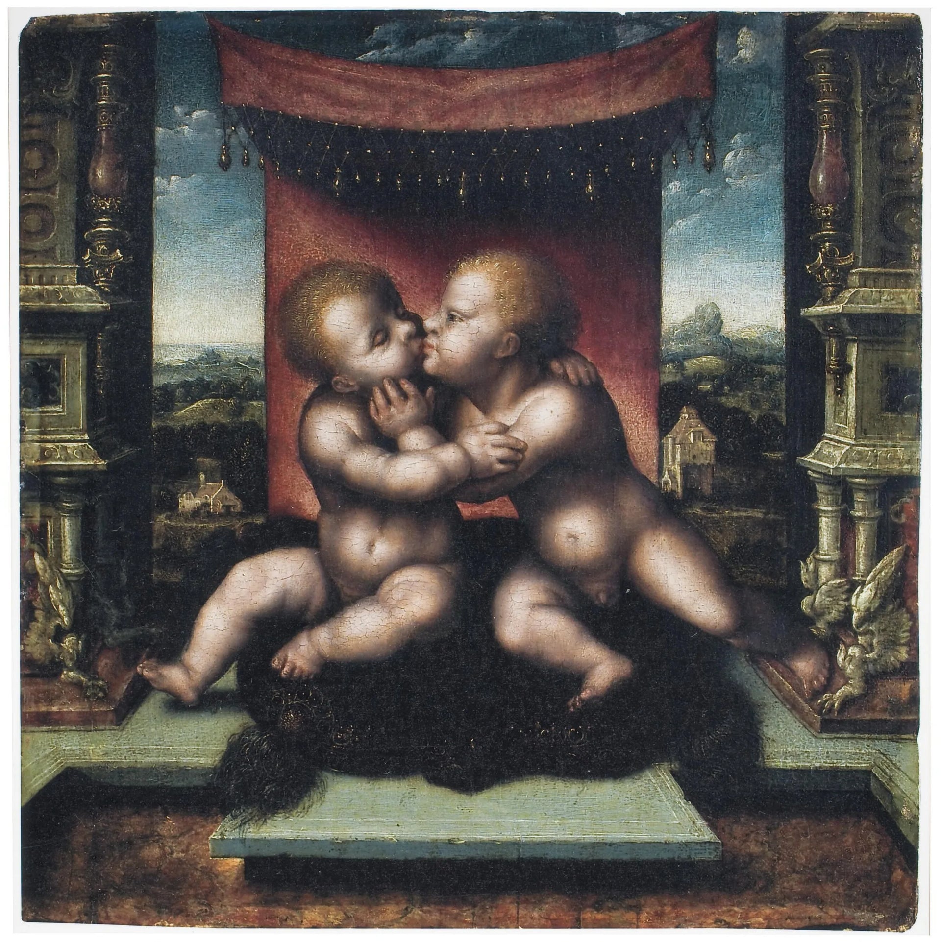 Jésus-Christ et Jean-Baptiste enfants, deuxième quart du XVIe siècle - Joos van Cleve image 1 copie peinte à la main à l’huile