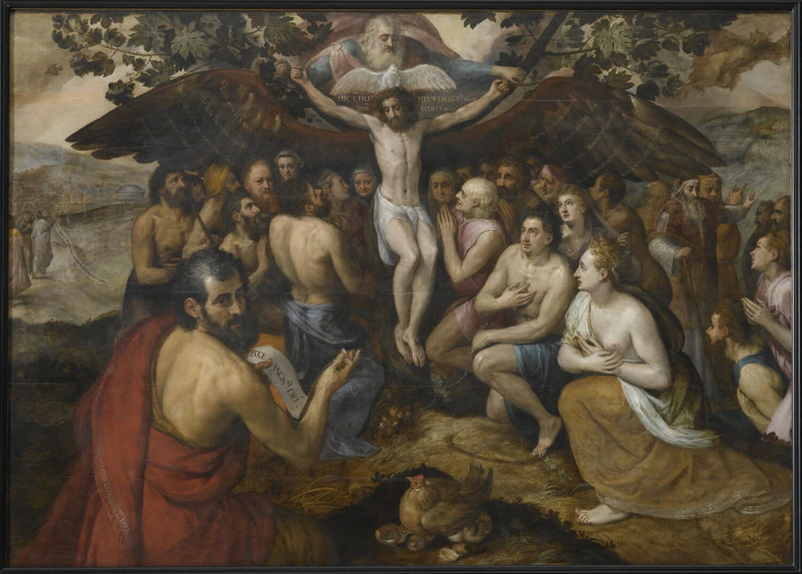 Jésus-Christ, fils de Dieu, rassemblant et protégeant l'humanité par son sacrifice sur la croix - Frans Floris