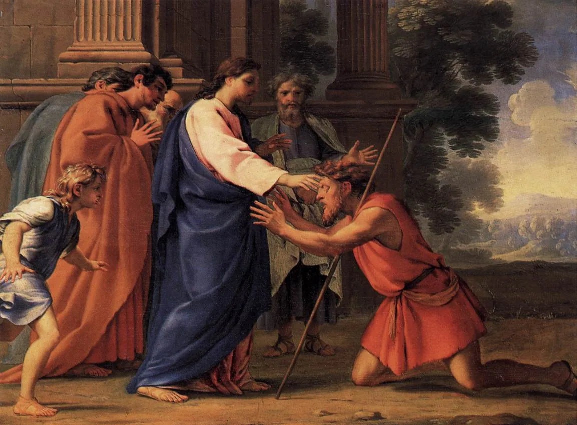 Jésus Christ guérissant l'aveugle - Eustache Le Sueur image 1 copie de tableau peinte à la main