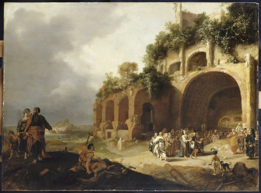 Jésus guérissant un sourd-muet, sur un fond composite de ruines romaines antiques - Bartholomeus Breenbergh