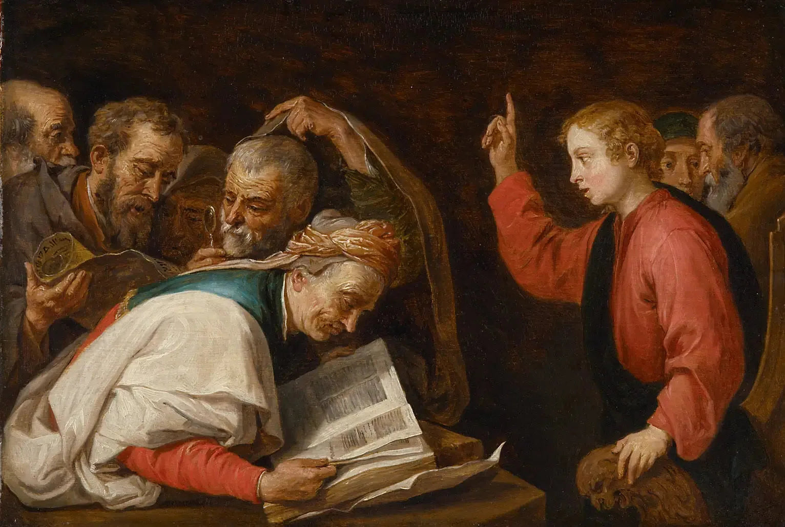 Jésus parmi les docteurs - David Teniers le Jeune image 1 reproduction artisanale de tableau