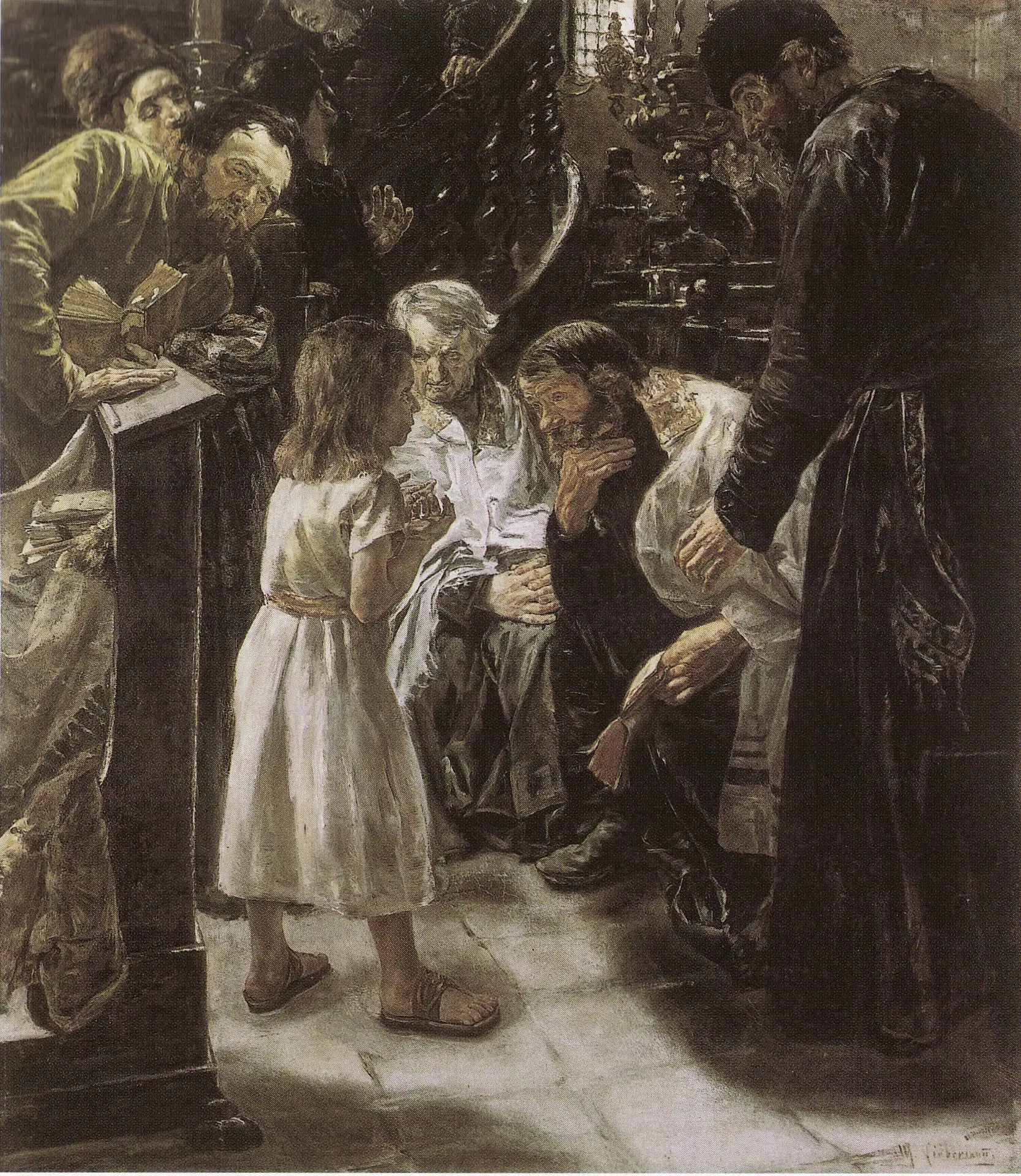 Jésus parmi les docteurs - Max Liebermann image 1 copie de tableau peinte à la main