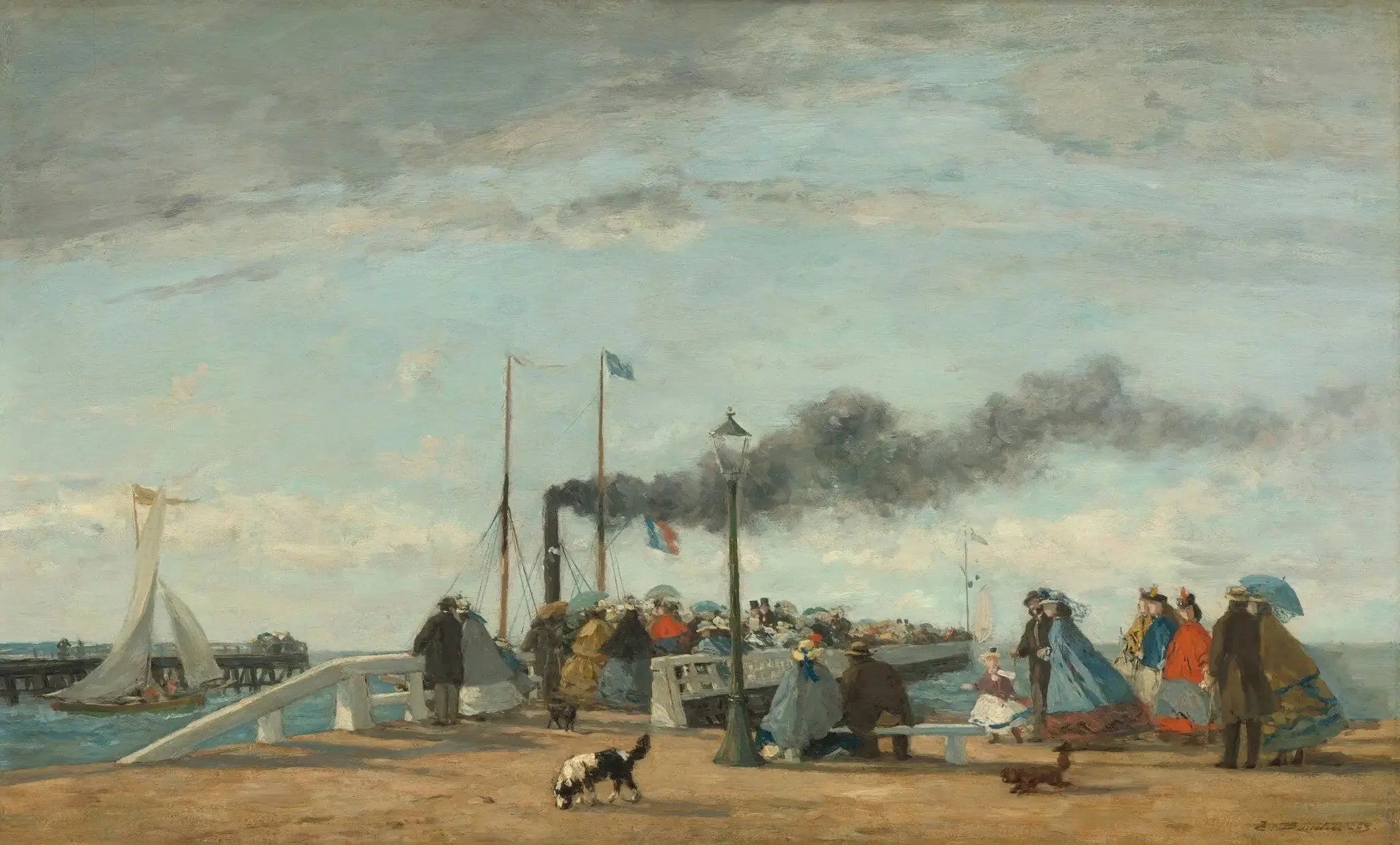 Jetée et quai de Trouville - Eugène Boudin image 1 reproduction artisanale de tableau