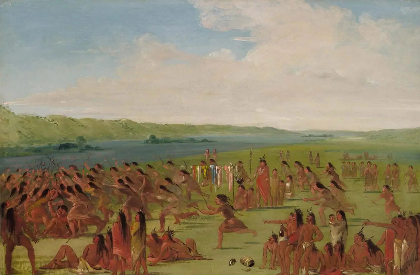 Jeu de balle des femmes, Prairie du Chien - George Catlin image 1 copie de tableau peinte à la main