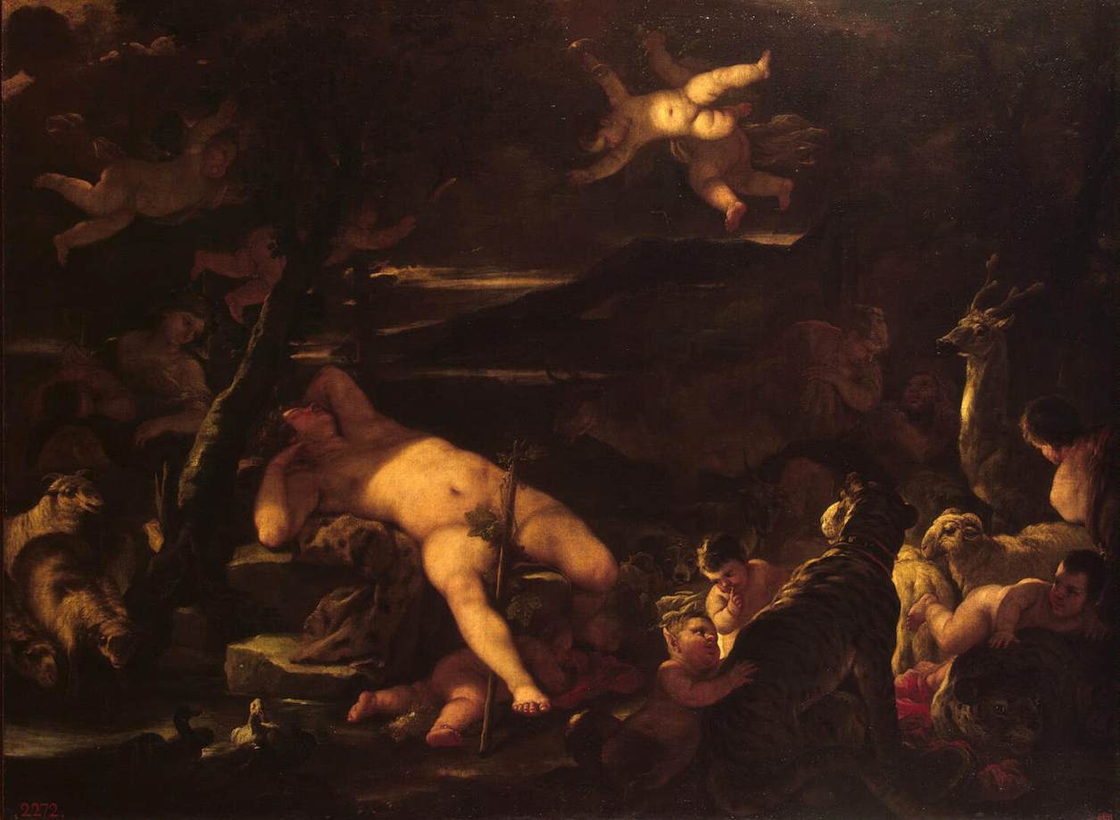 Jeune Bacchus dormant - Luca Giordano image 1 reproduction de peinture à l’huile