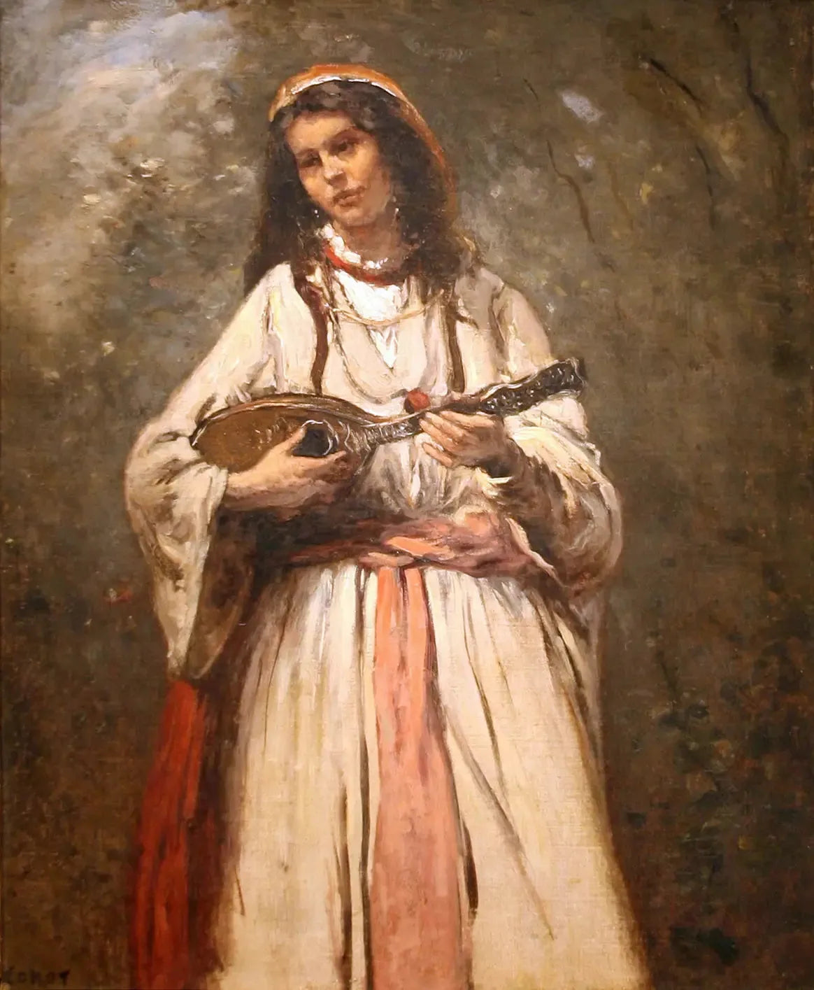 Jeune bohème à la mandoline - Jean-Baptiste Camille Corot image 1 reproduction d’œuvre d’art à l’huile