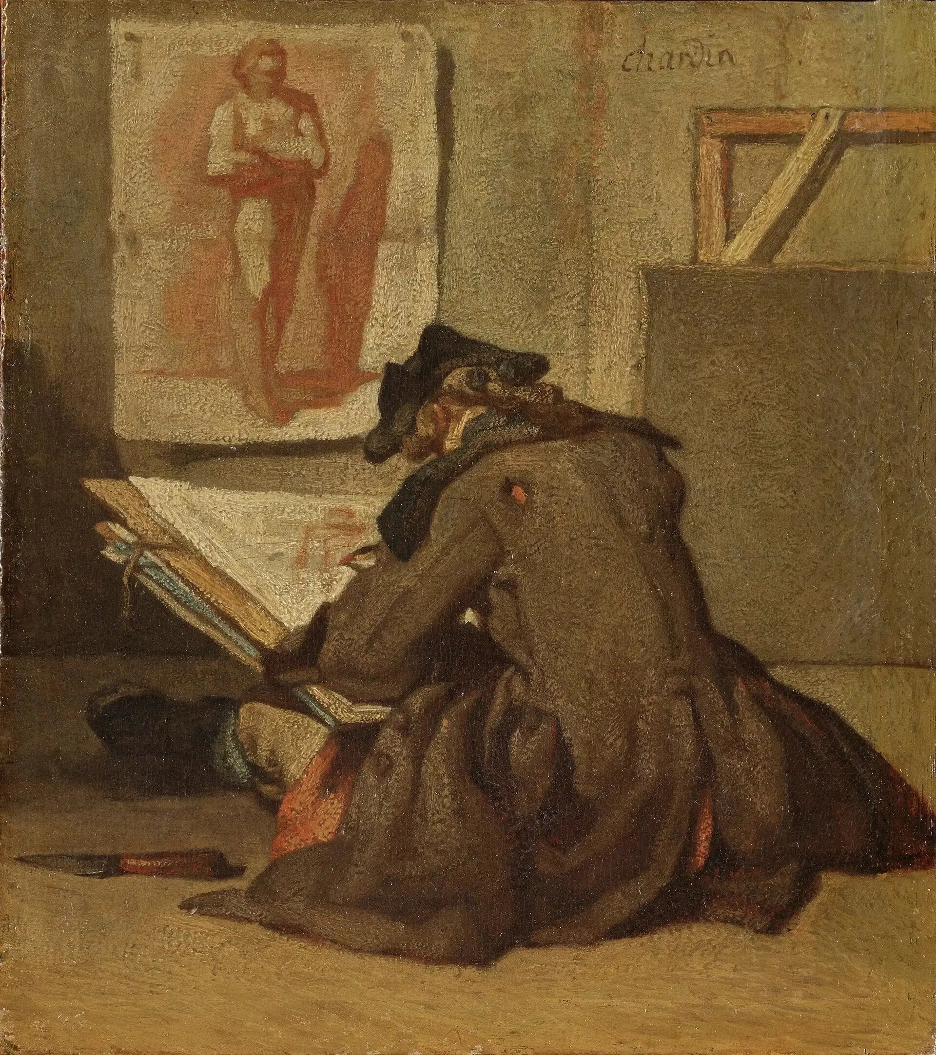 Jeune étudiant dessinant - Jean Siméon Chardin image 1 reproduction de peinture à l’huile
