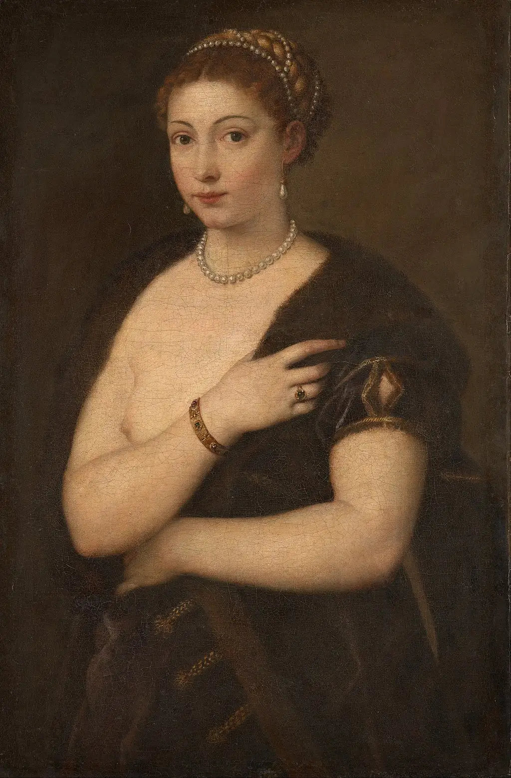 Jeune Femme à la fourrure - Titian image 1 reproduction de peinture à l’huile