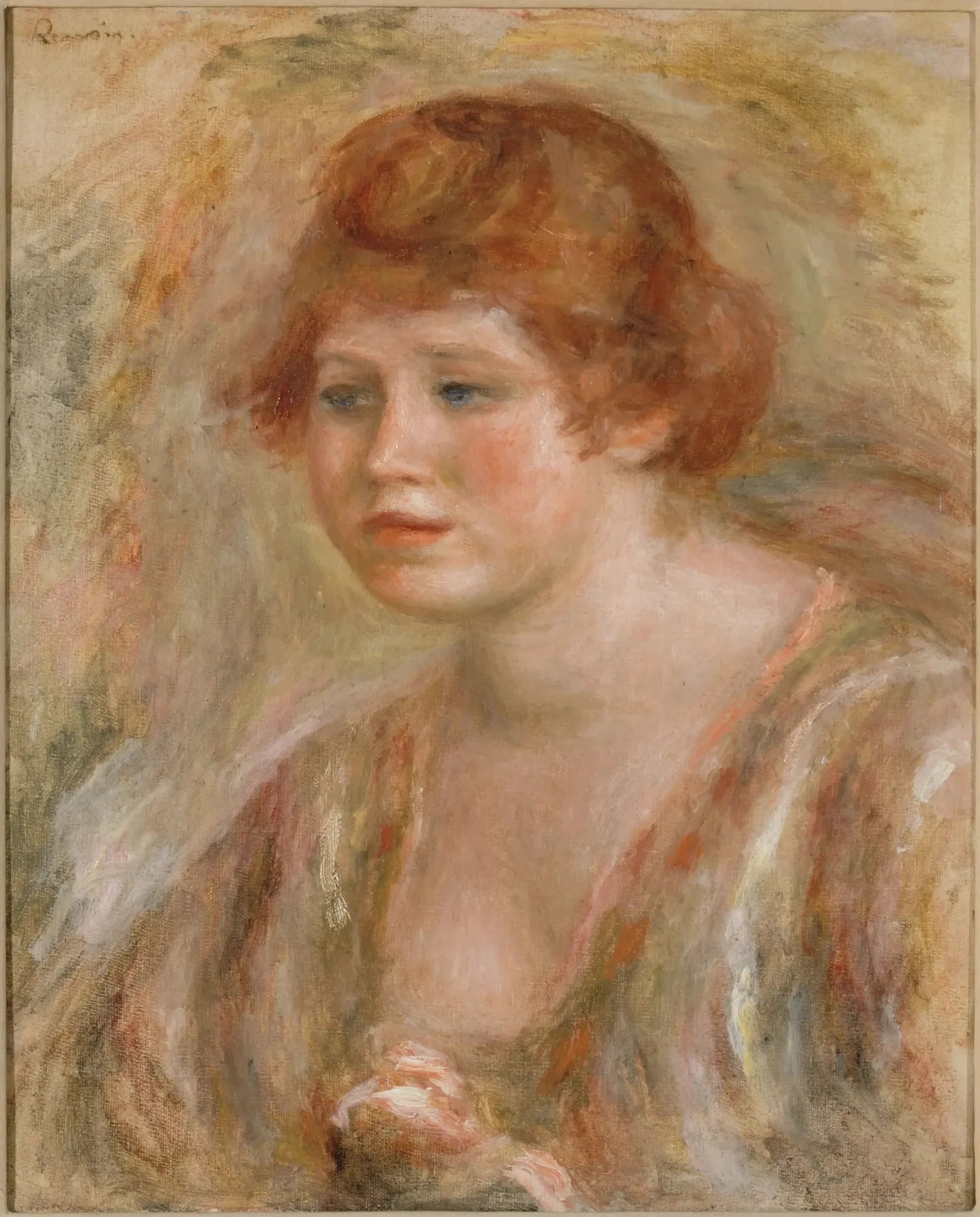 Jeune femme à la rose - Pierre-Auguste Renoir image 1 reproduction artisanale de tableau