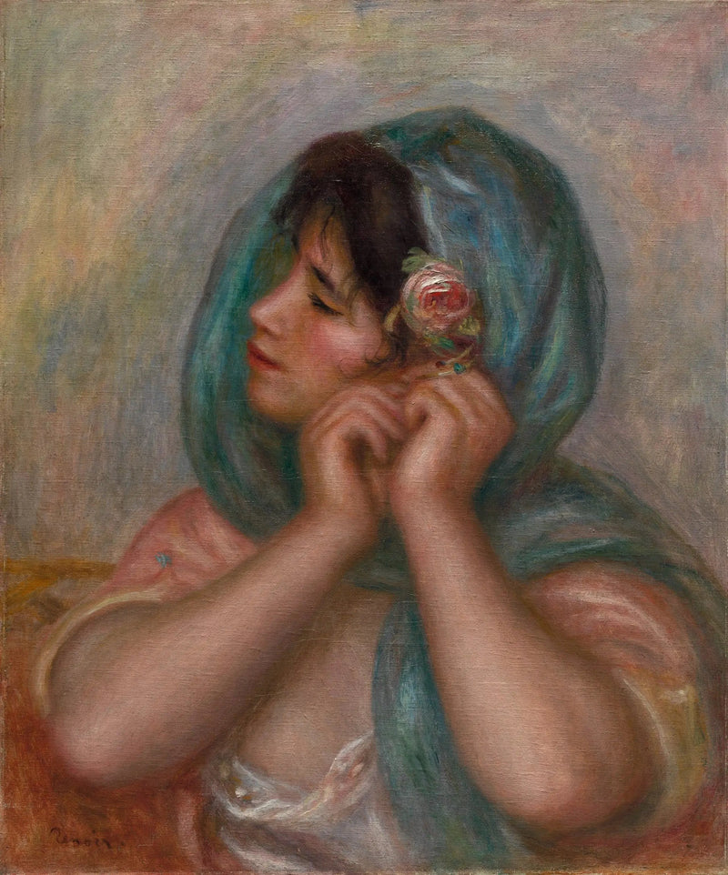 Jeune femme arrangeant sa boucle d'oreille - Pierre-Auguste Renoir