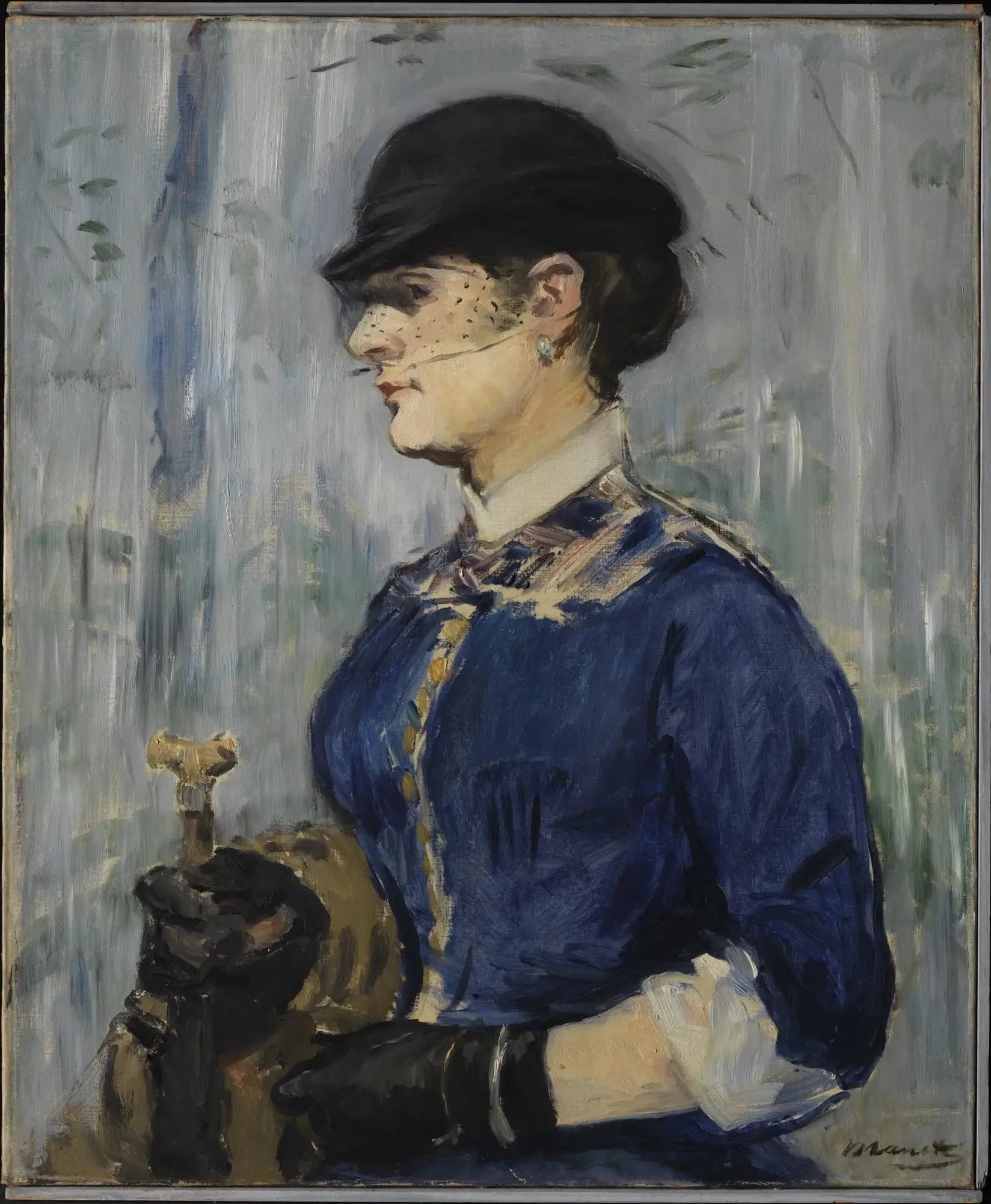 Jeune femme au chapeau rond - Édouard Manet image 1 copie de tableau peinte à la main