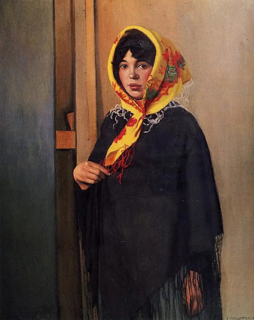 Jeune femme au foulard jaune - Félix Vallotton image 1 tableau peint à l’huile sur toile