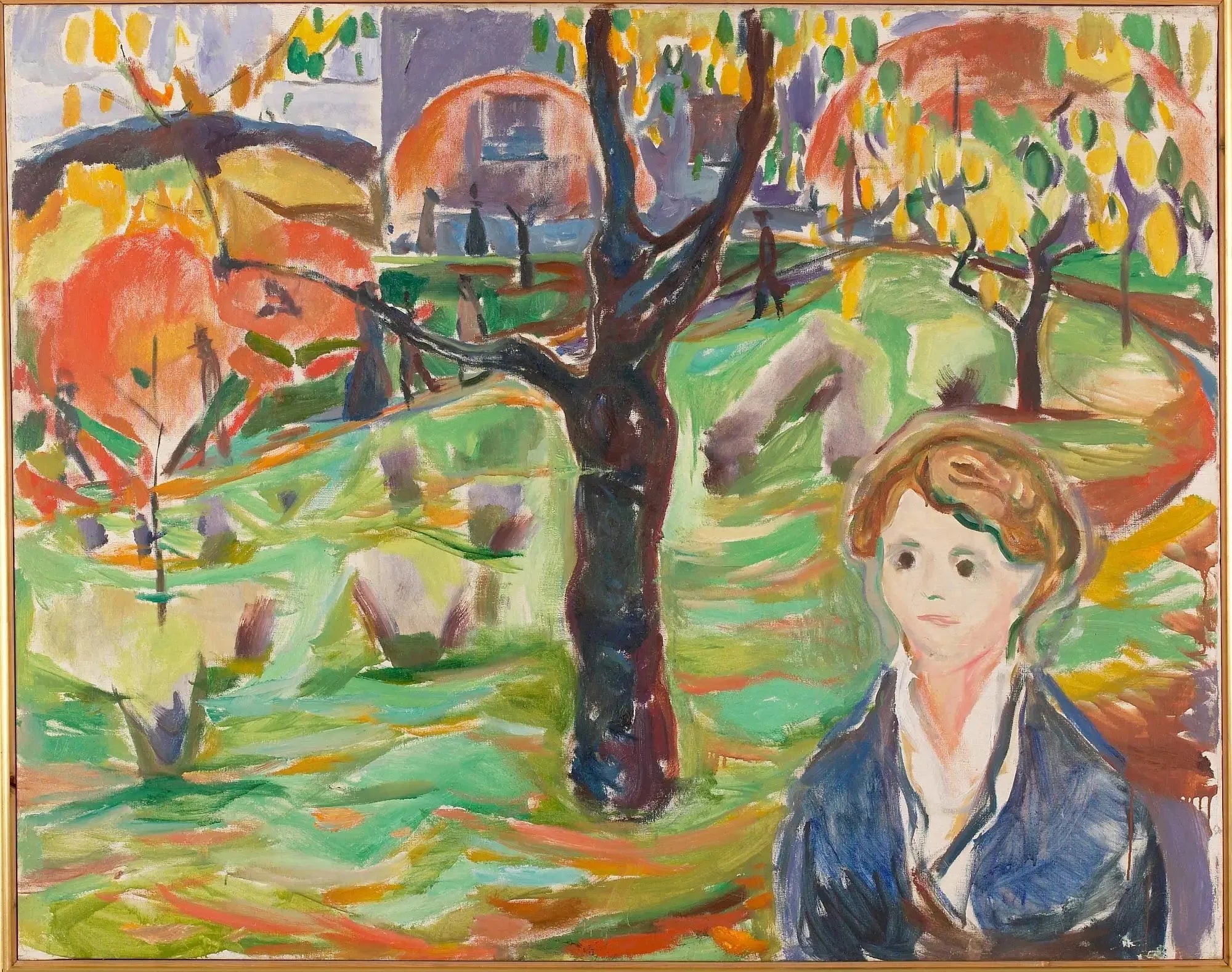 Jeune Femme au jardin - Edvard Munch image 1 reproduction de peinture à l’huile