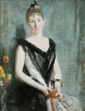 Jeune femme avec un éventail - Henri Gervex image 1 reproduction d’œuvre d’art à l’huile