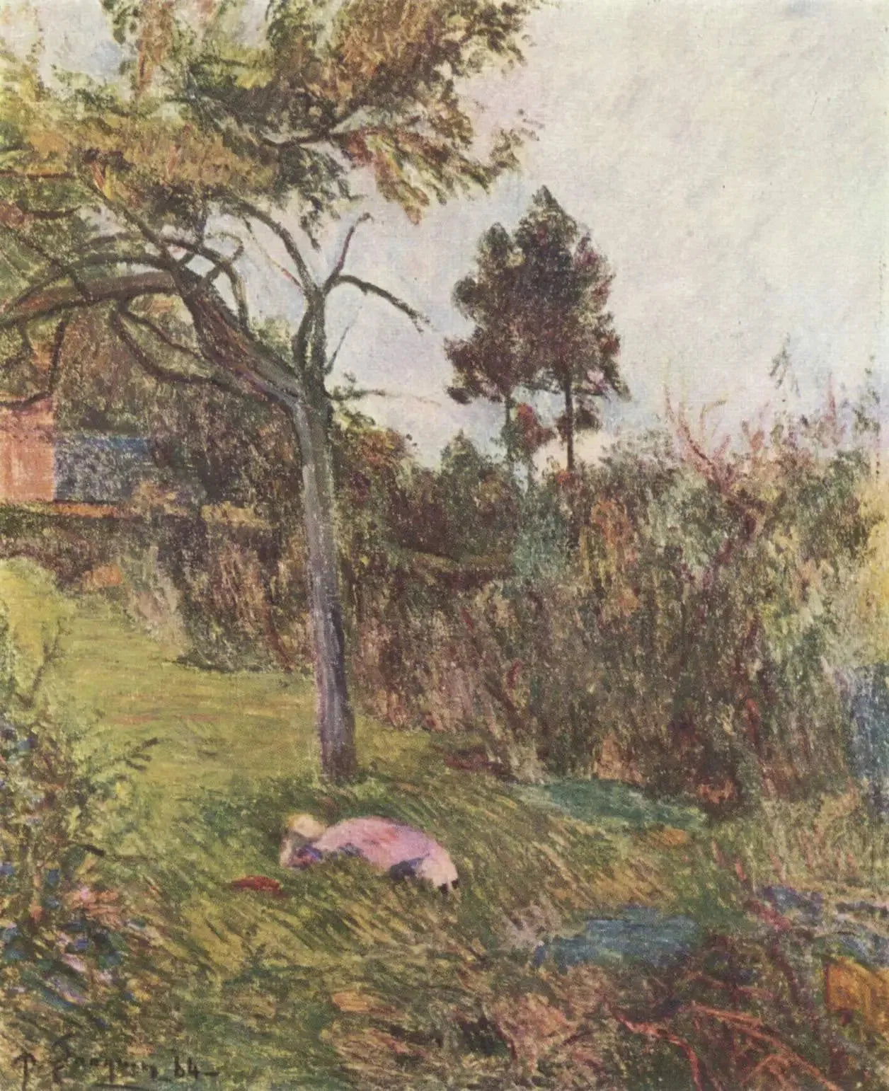 Jeune femme couchée dans l'herbe, ou Fillette couchée dans une prairie - Paul Gauguin image 1 copie peinte à la main à l’huile