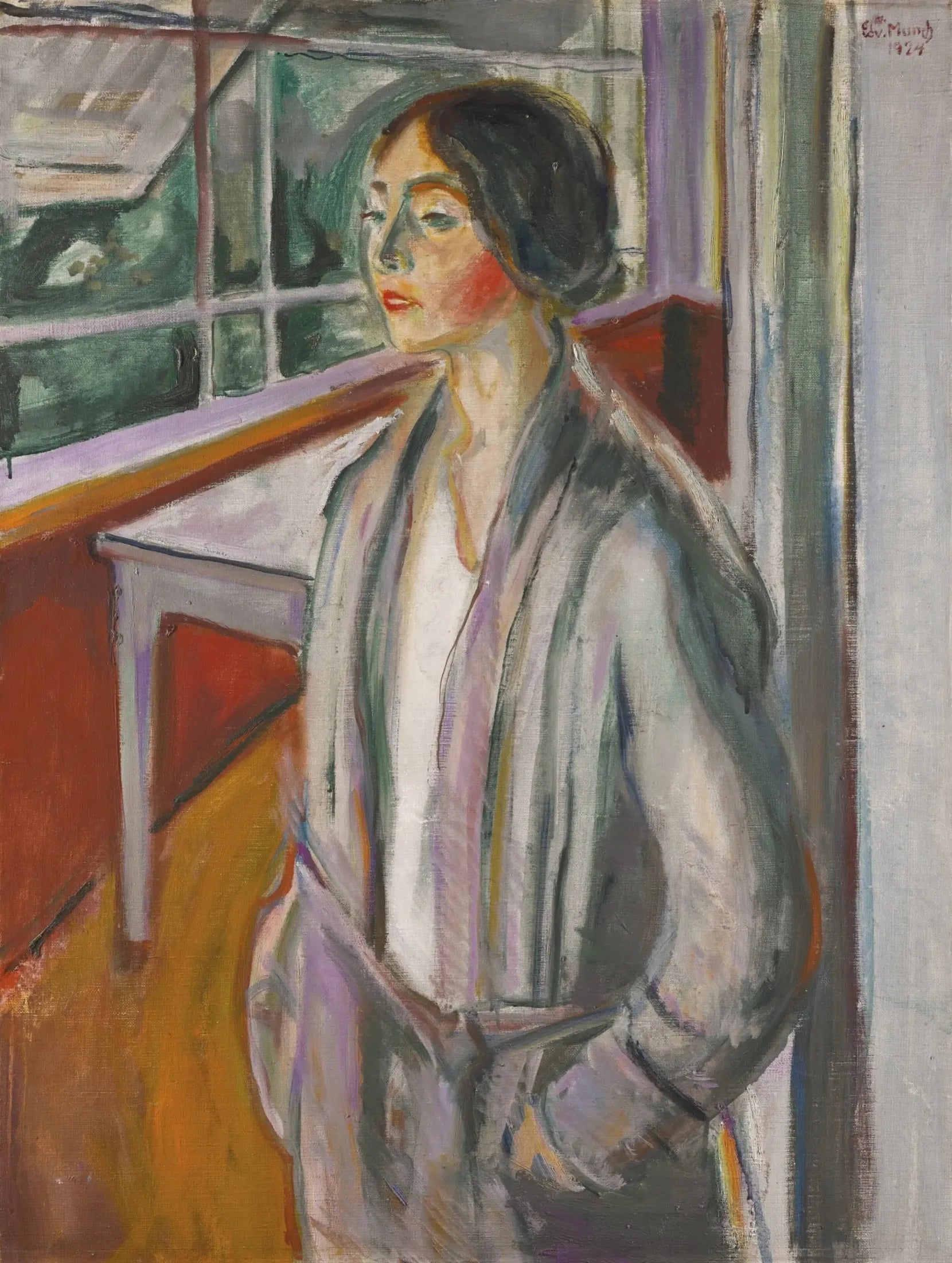 Jeune Femme dans la véranda - Edvard Munch image 1 reproduction de peinture à l’huile