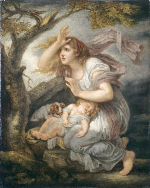 Jeune femme effrayée par l'orage - Jean-Baptiste Greuze image 1 tableau peint à l’huile sur toile
